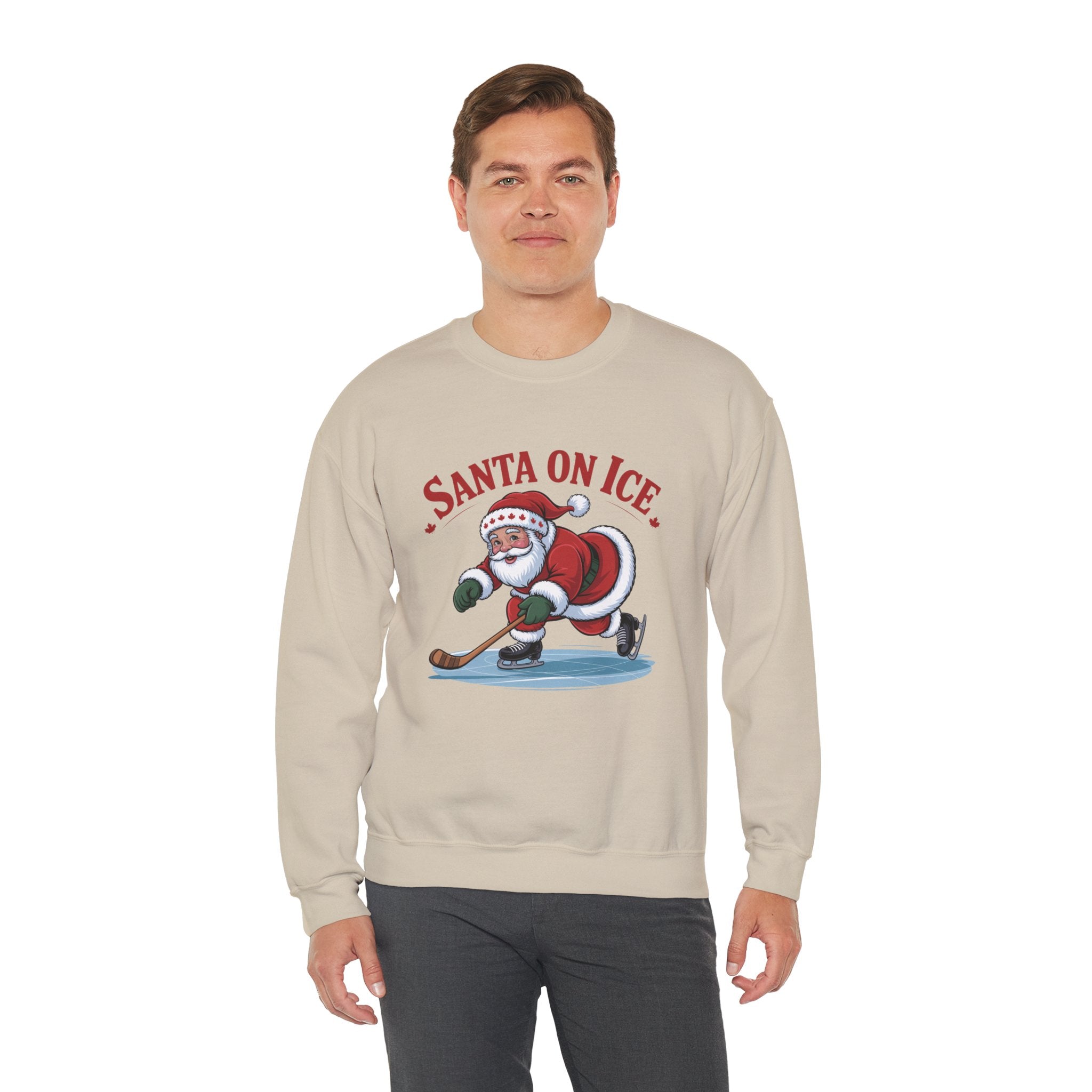 Santa on Ice Sweatshirt — Funny Hockey Santa Christmas Crewneck