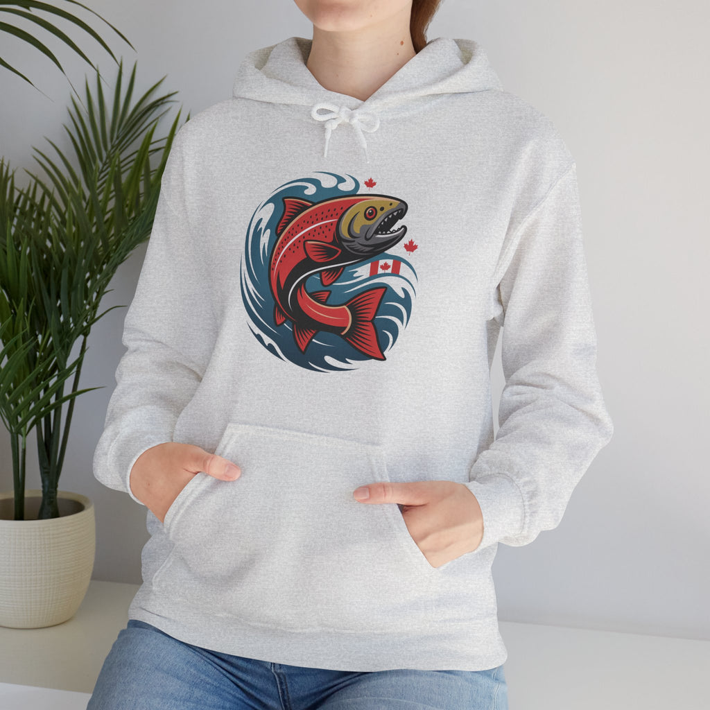 Salmon Wave Hoodie — Retro Fishing Graphic Pullover