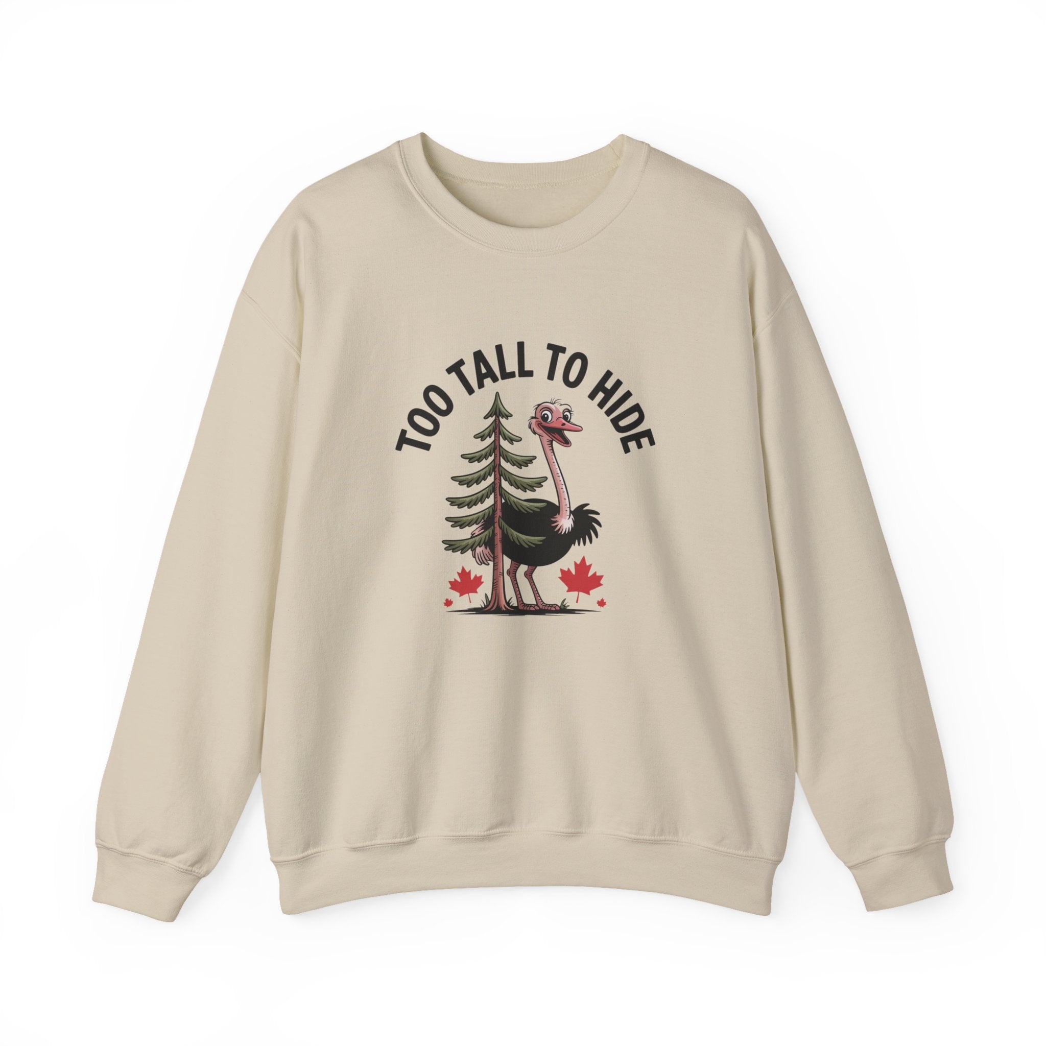 "Too Tall To Hide" Moose & Pine Tree Graphic - Crewneck Sweatshirt