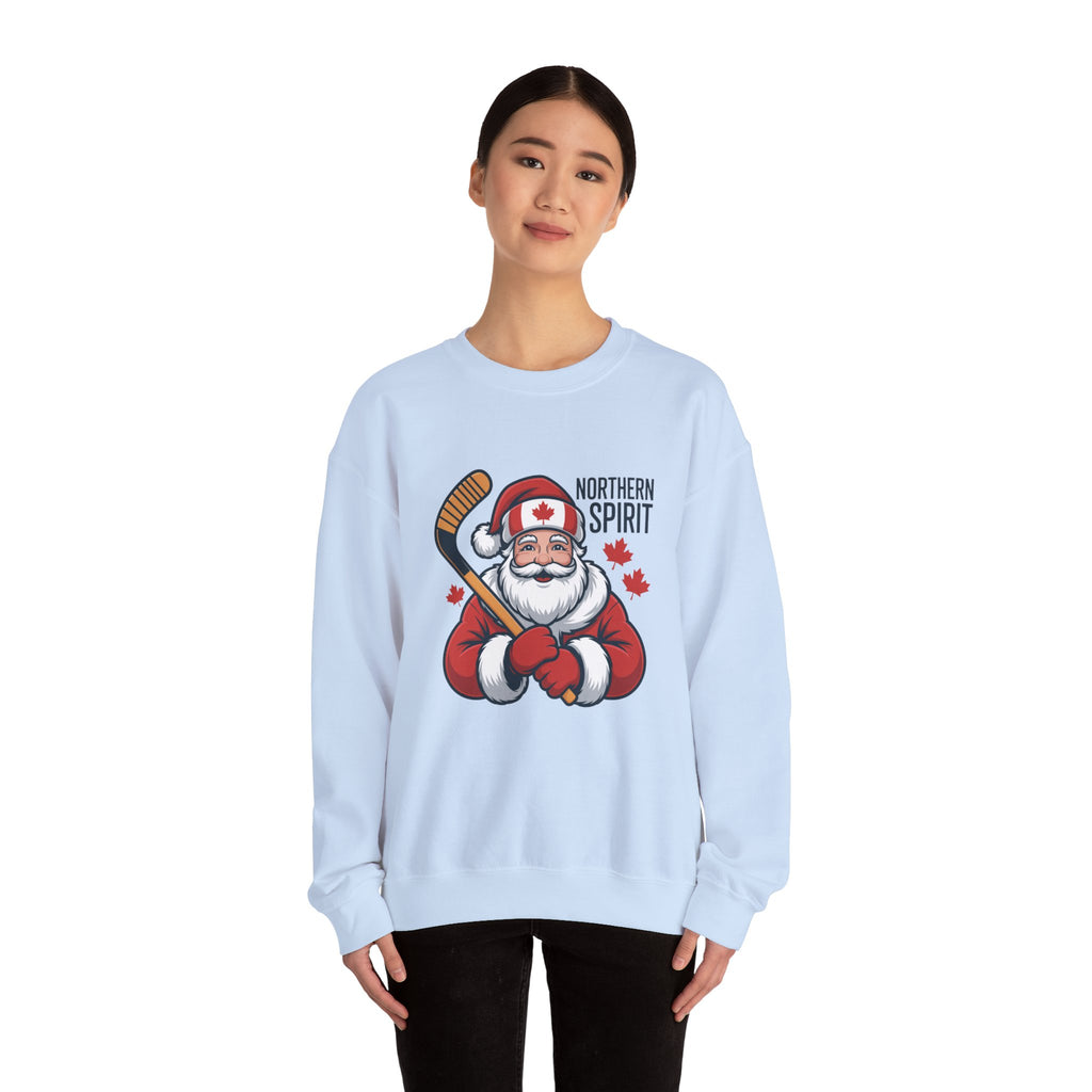 Northern Spirit Santa Hockey Sweatshirt – Canadian Maple Leaf Holiday Crewneck
