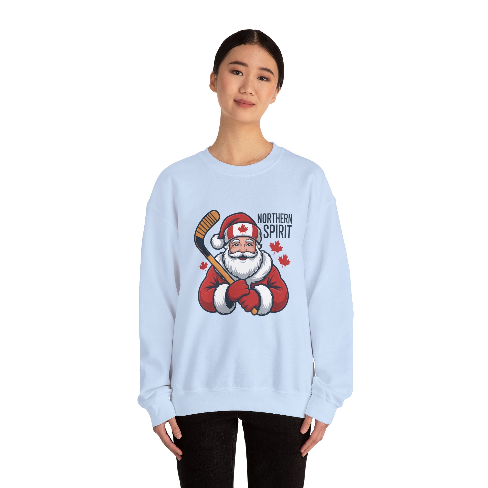 Northern Spirit Santa Hockey Sweatshirt – Canadian Maple Leaf Holiday Crewneck