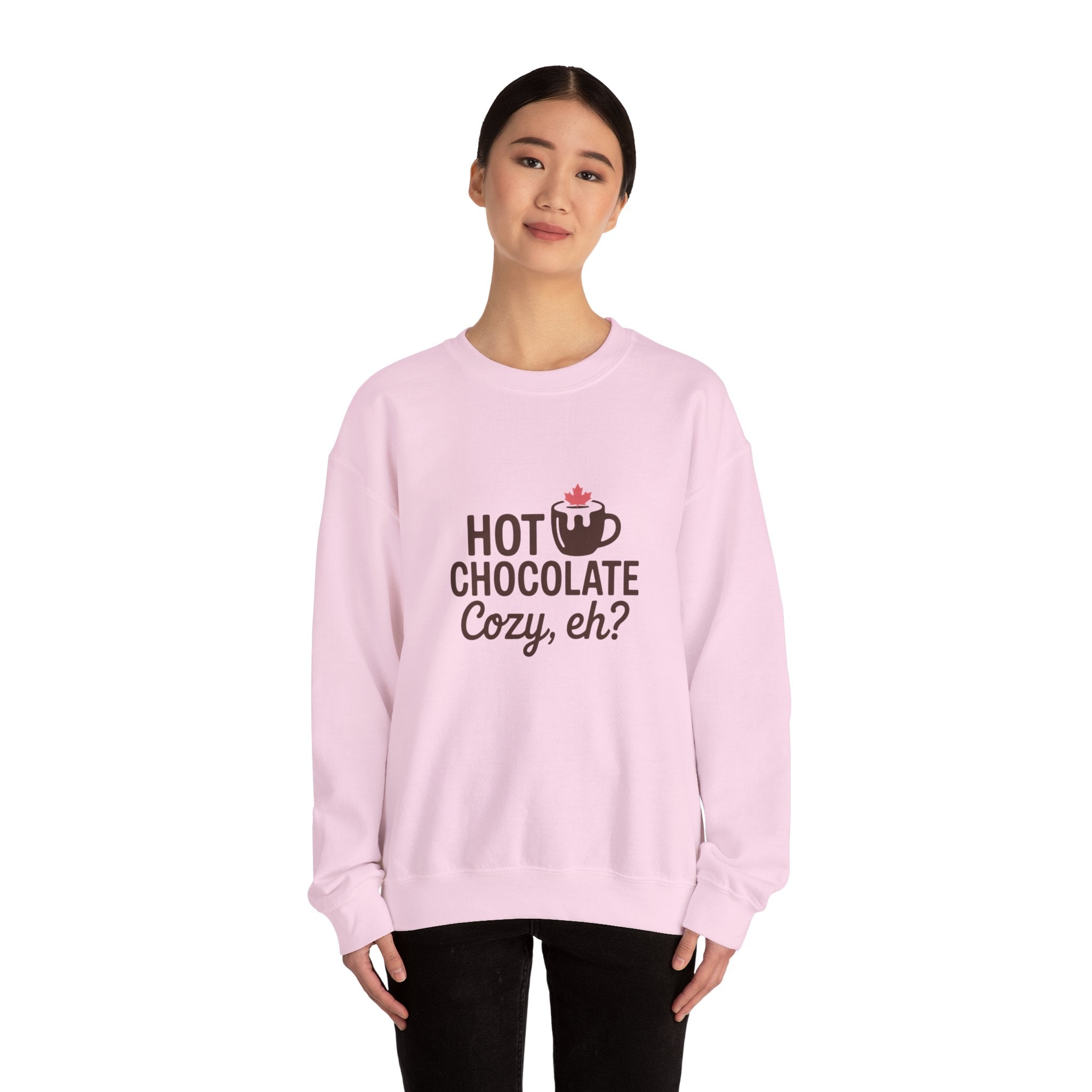 Hot Chocolate Cozy Crewneck Sweatshirt — "Hot Chocolate Cozy, eh?" Winter Pullover