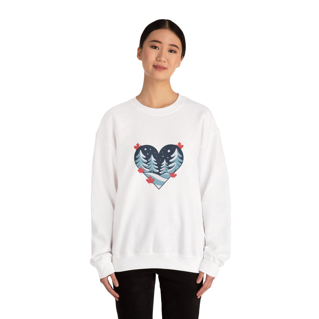 Winter Forest Heart Sweatshirt — Cozy Christmas Crewneck