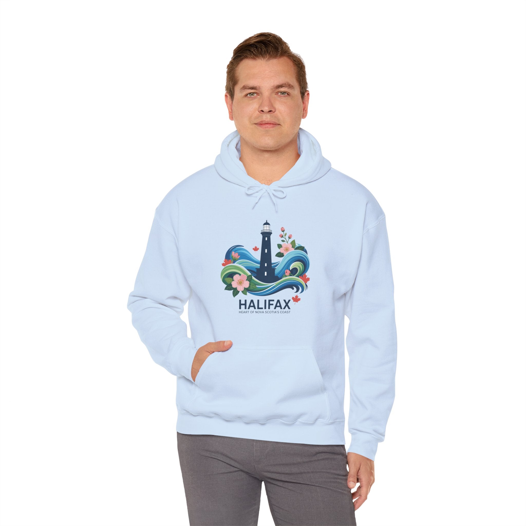 Halifax Lighthouse Hoodie — Coastal Floral Nova Scotia Sweatshirt