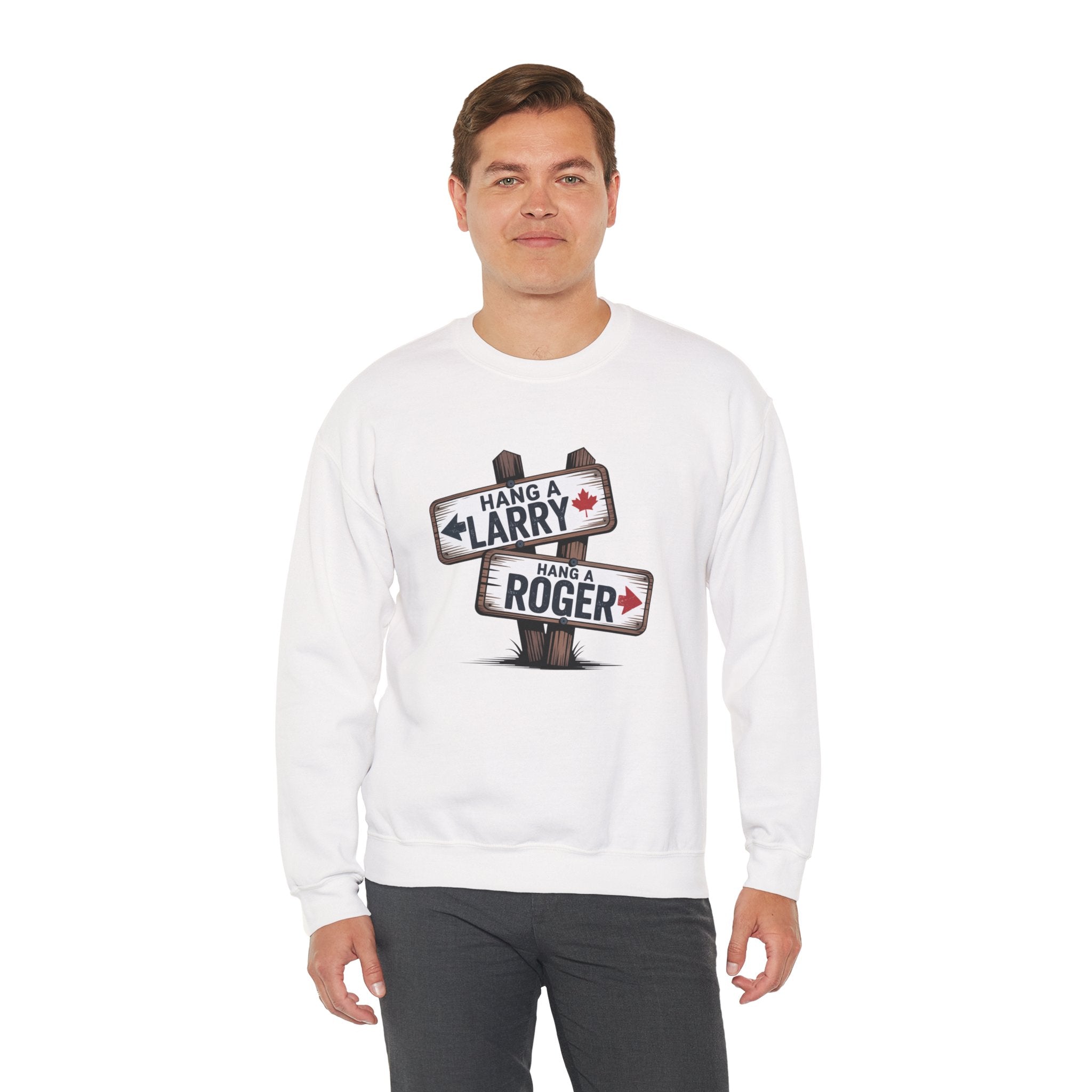 "Hang a Larry, Hang a Roger" Road Sign Graphic Sweatshirt