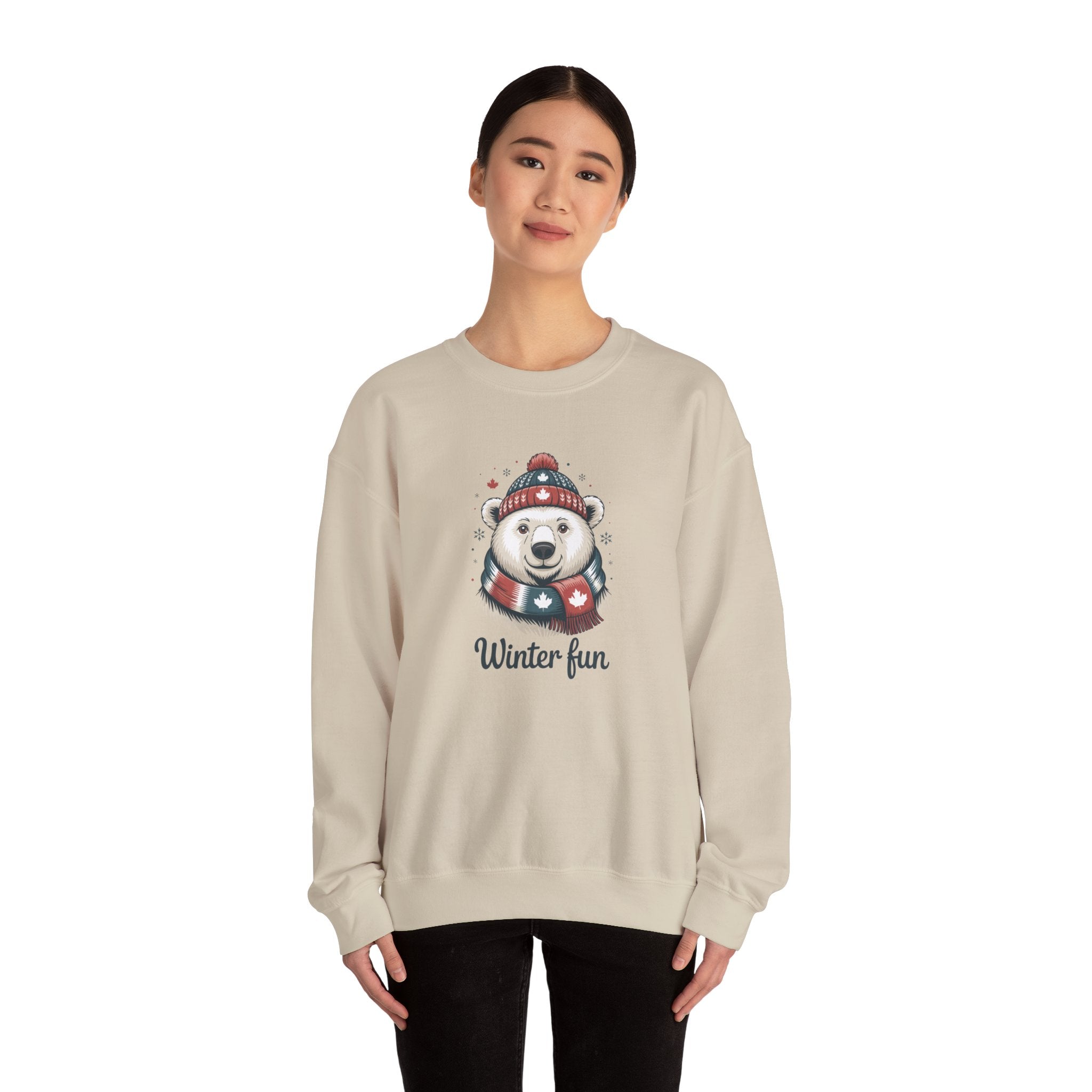 'Winter Fun' Polar Bear Crewneck: Cozy Holiday Snow Day Sweatshirt