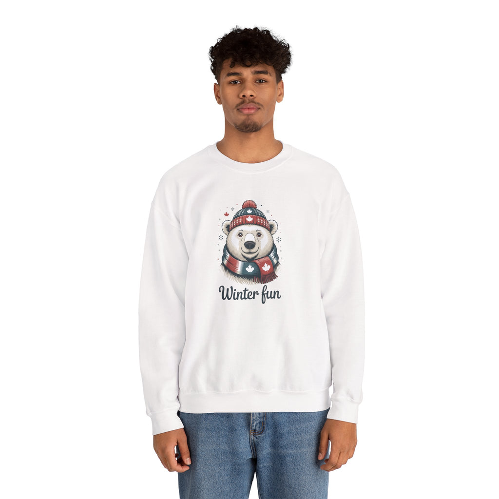 'Winter Fun' Polar Bear Crewneck: Cozy Holiday Snow Day Sweatshirt