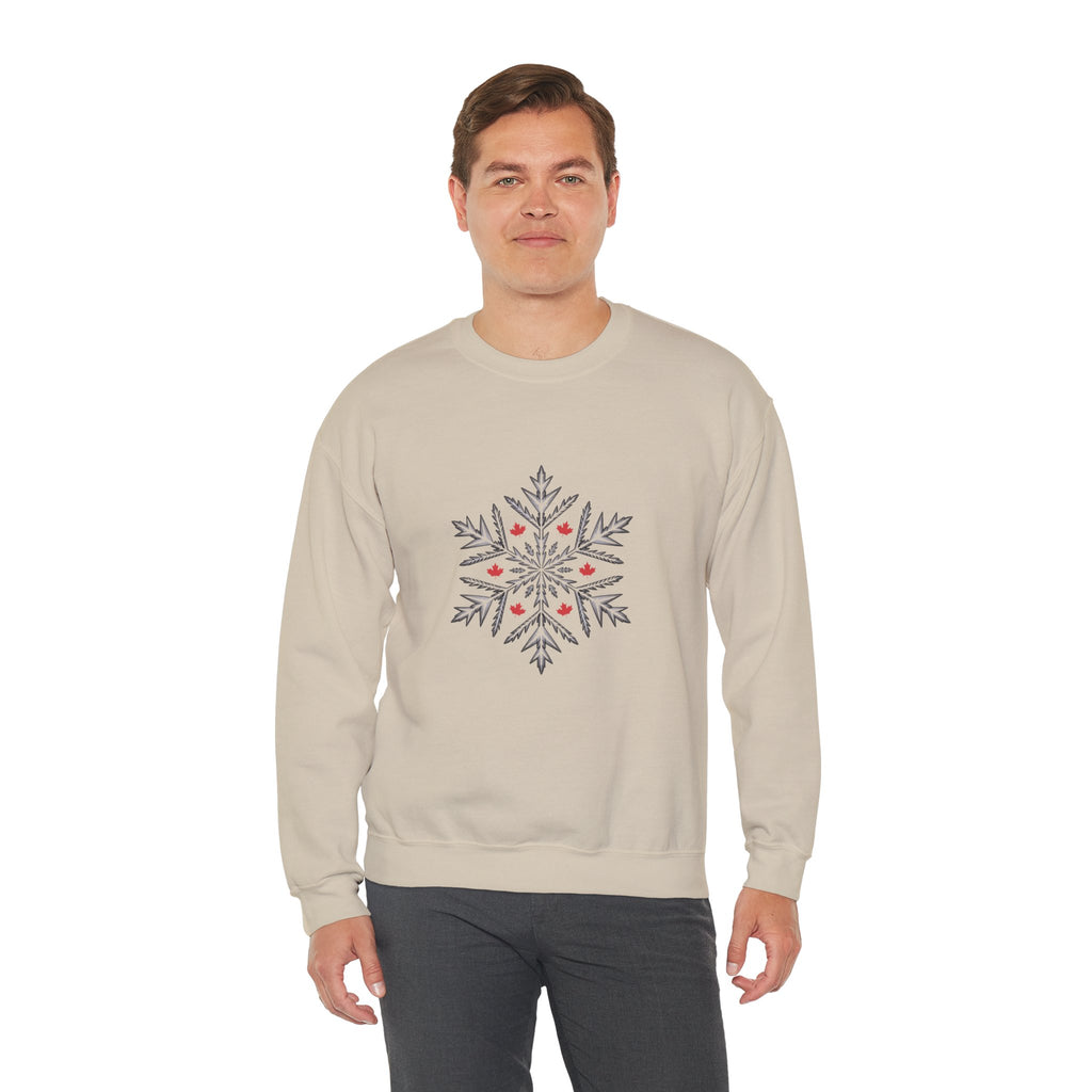 Minimal Snowflake Design with Red Berry Accents - Sweatshirt