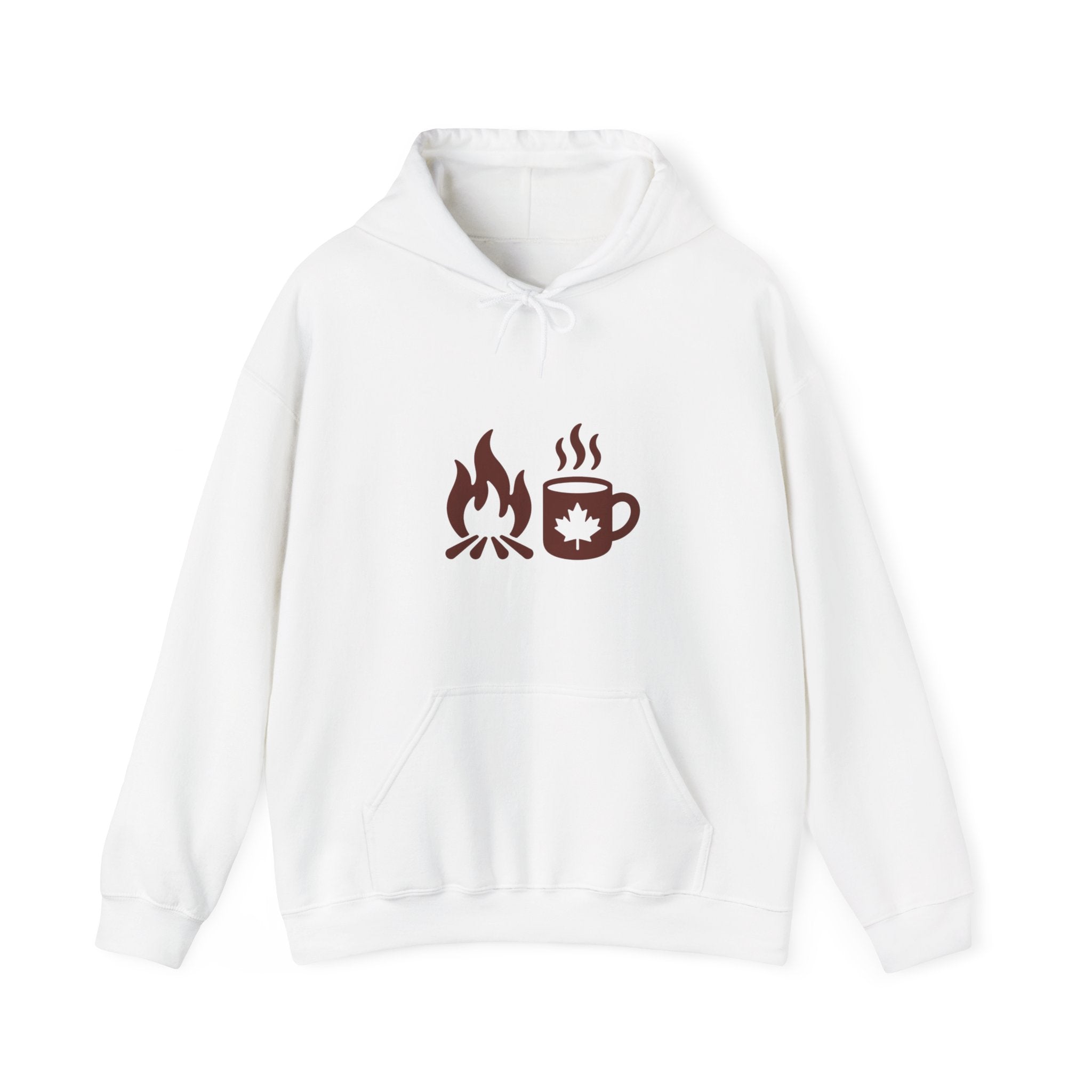 Campfire Coffee Hoodie — Cozy Camper Coffee Cup & Flame Graphic