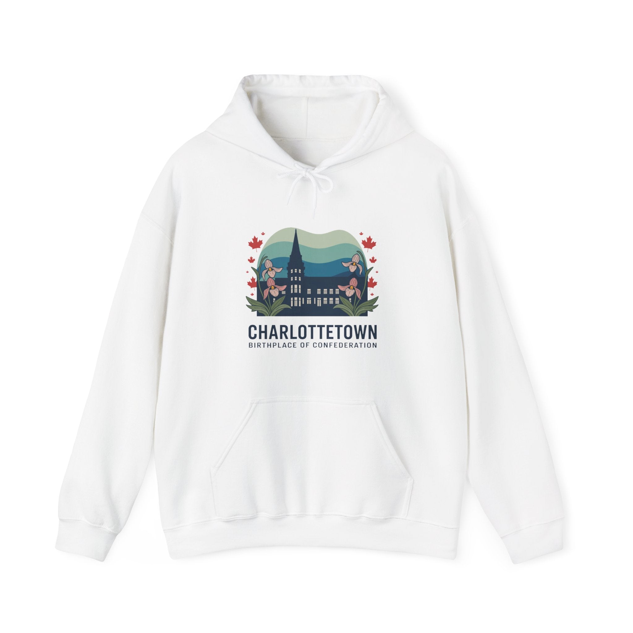 Charlottetown Scenic Hoodie — Vintage Island Skyline & Parliament Building Design