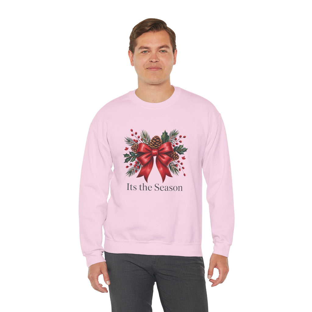 Holiday Bow Sweatshirt — "It's the Season" Christmas Crewneck