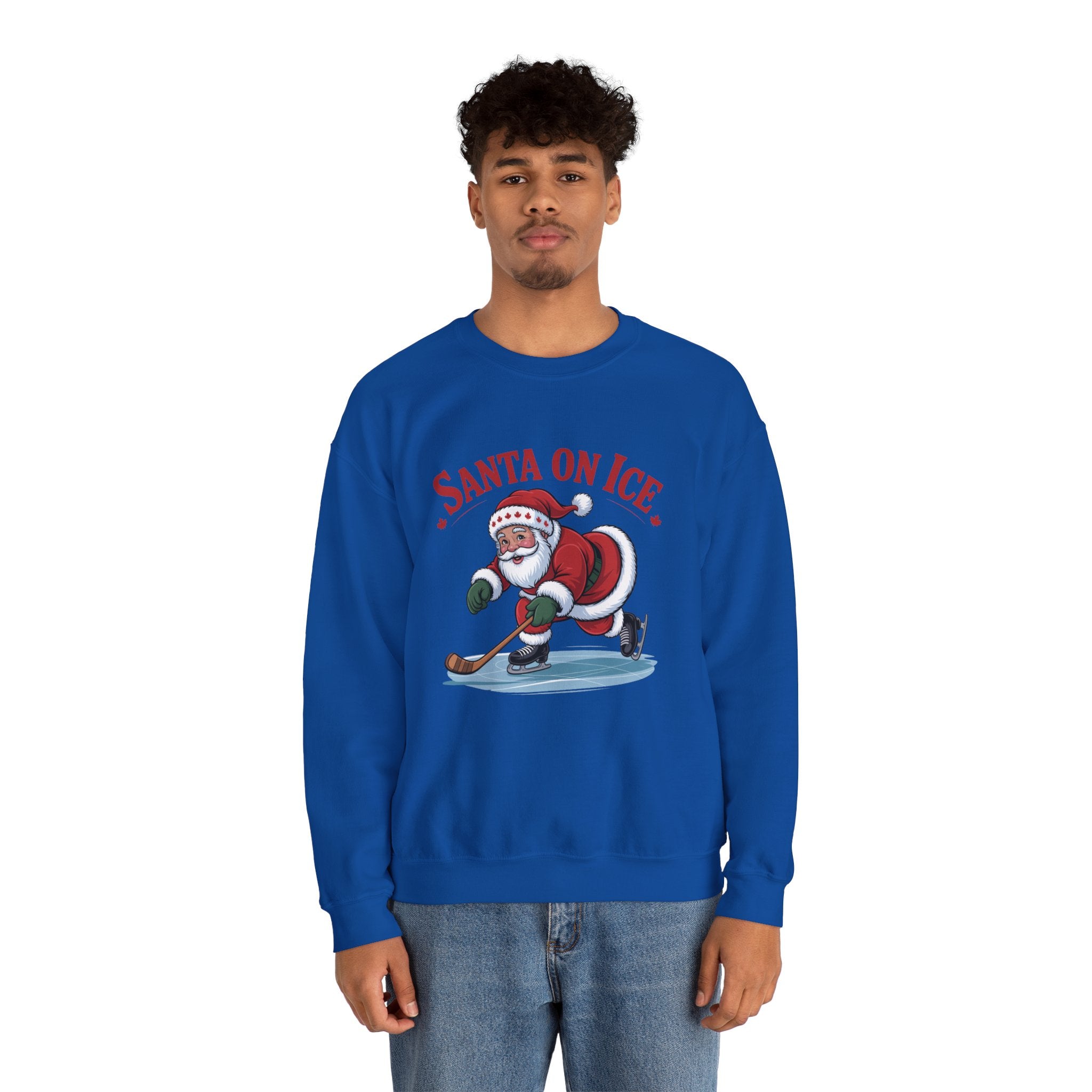 Santa on Ice Sweatshirt — Funny Hockey Santa Christmas Crewneck