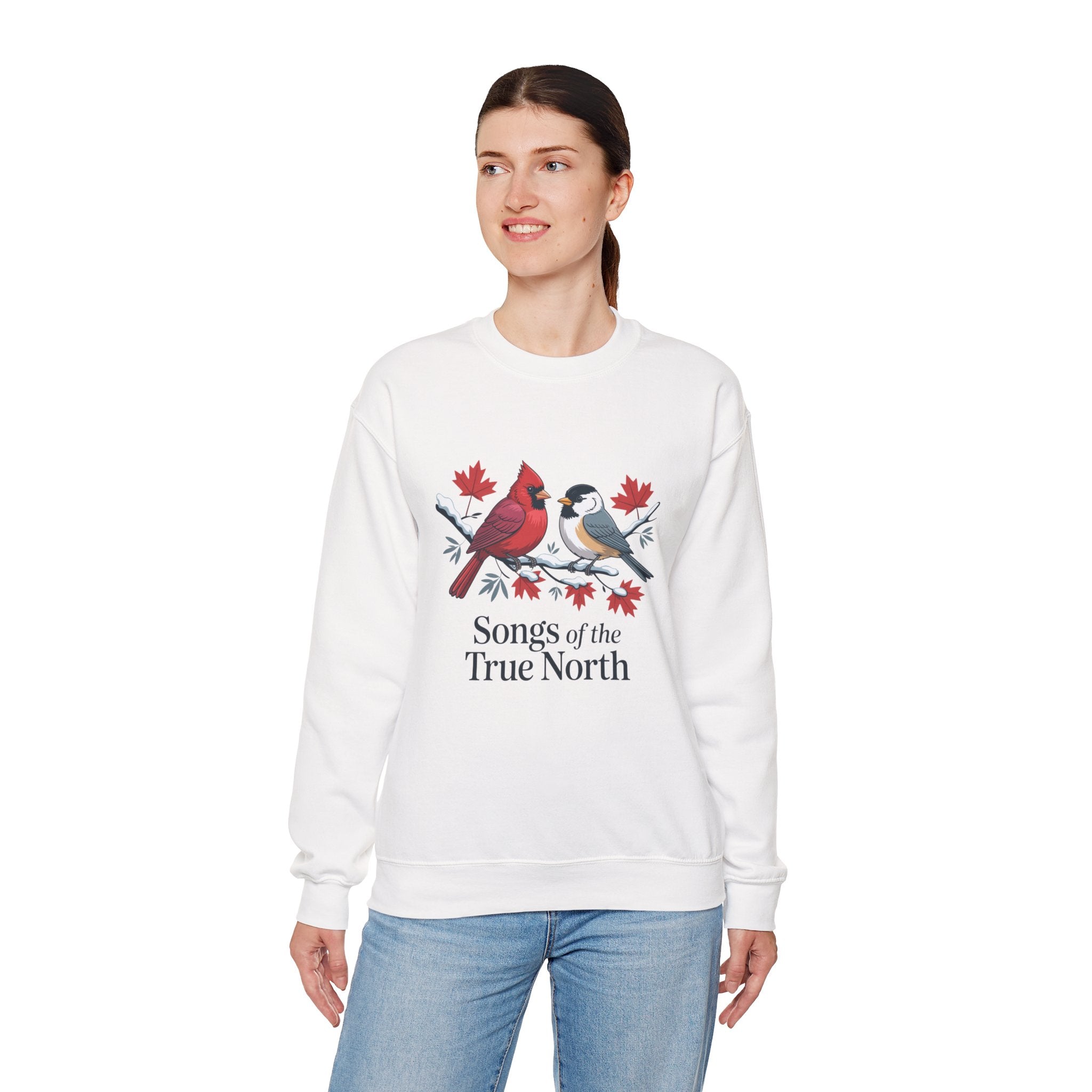 "Songs of the True North" Cardinal & Chickadee Canadian Crewneck Sweatshirt