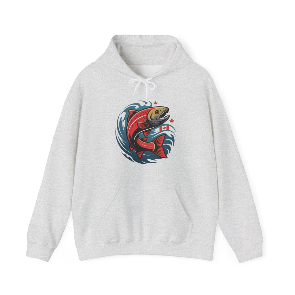 Salmon Wave Hoodie — Retro Fishing Graphic Pullover