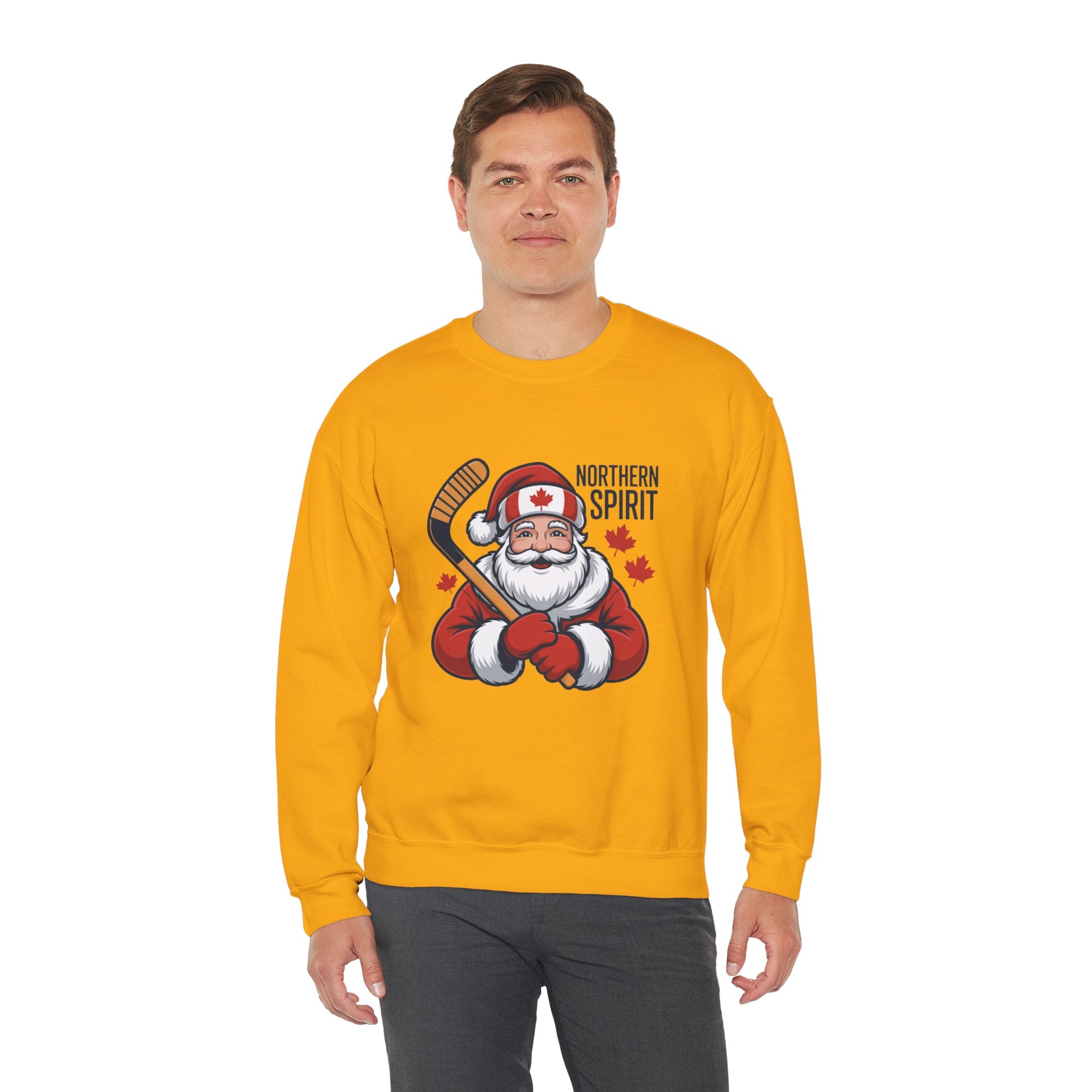 Northern Spirit Santa Hockey Sweatshirt – Canadian Maple Leaf Holiday Crewneck