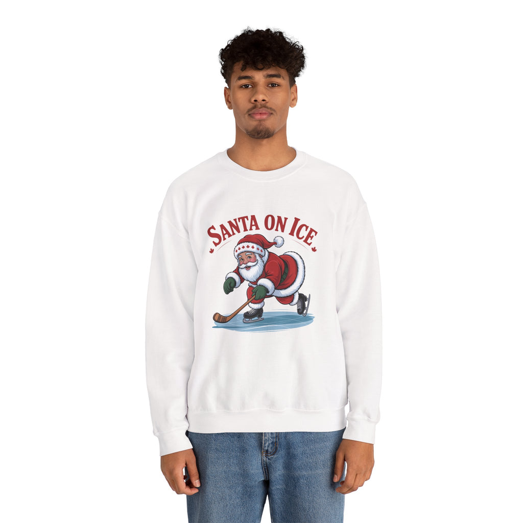 Santa on Ice Sweatshirt — Funny Hockey Santa Christmas Crewneck