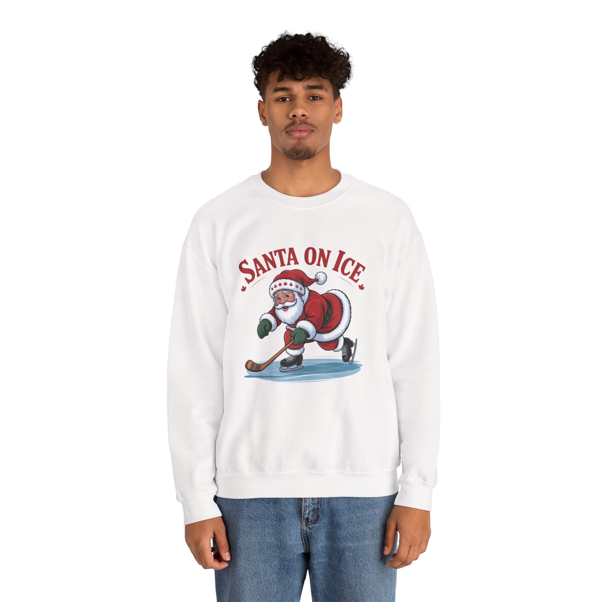Santa on Ice Sweatshirt — Funny Hockey Santa Christmas Crewneck