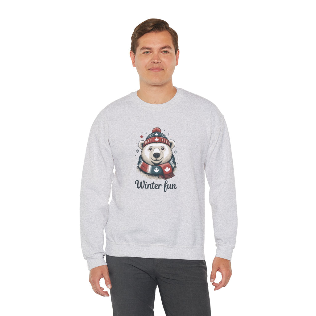 'Winter Fun' Polar Bear Crewneck: Cozy Holiday Snow Day Sweatshirt