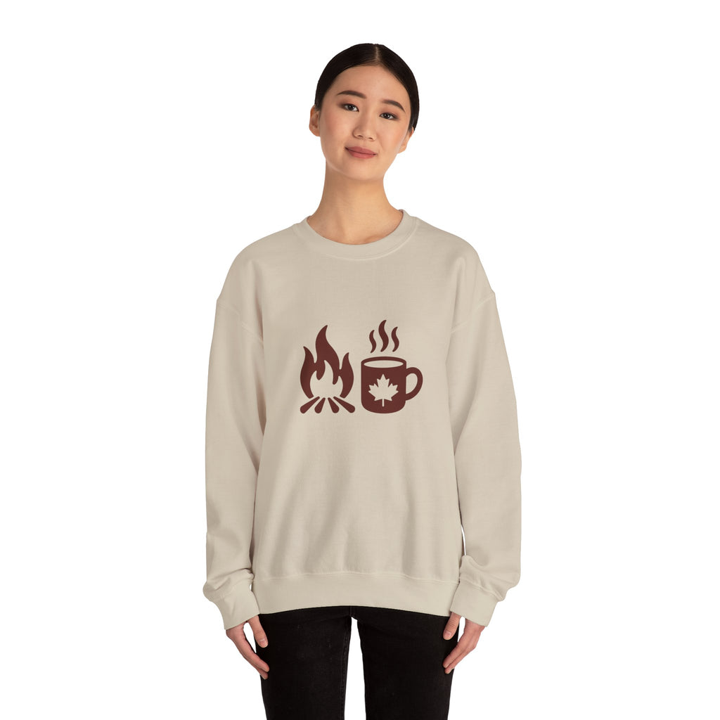 Campfire & Coffee Crewneck Sweatshirt — Cozy Camping Coffee Sweatshirt