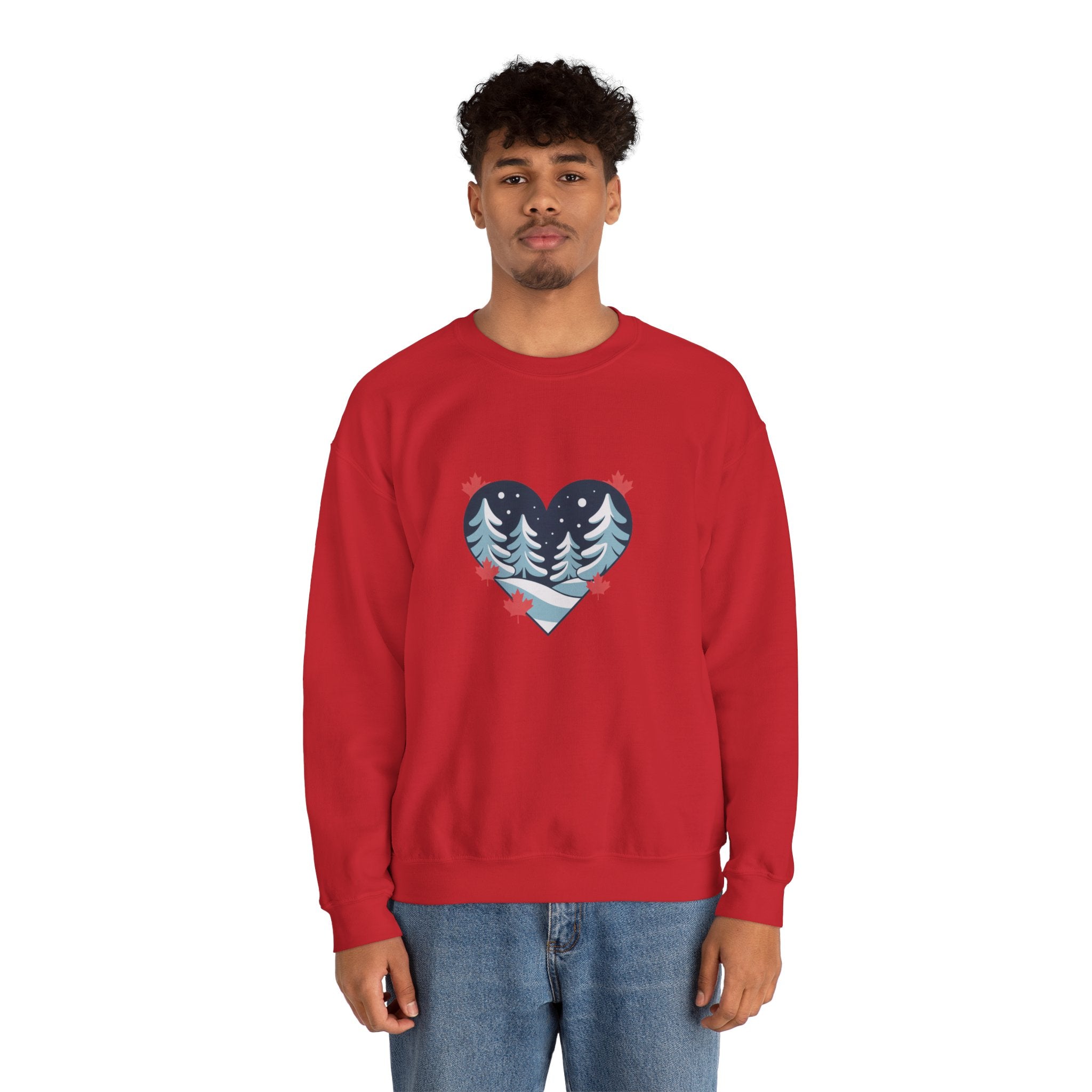 Winter Forest Heart Sweatshirt — Cozy Christmas Crewneck
