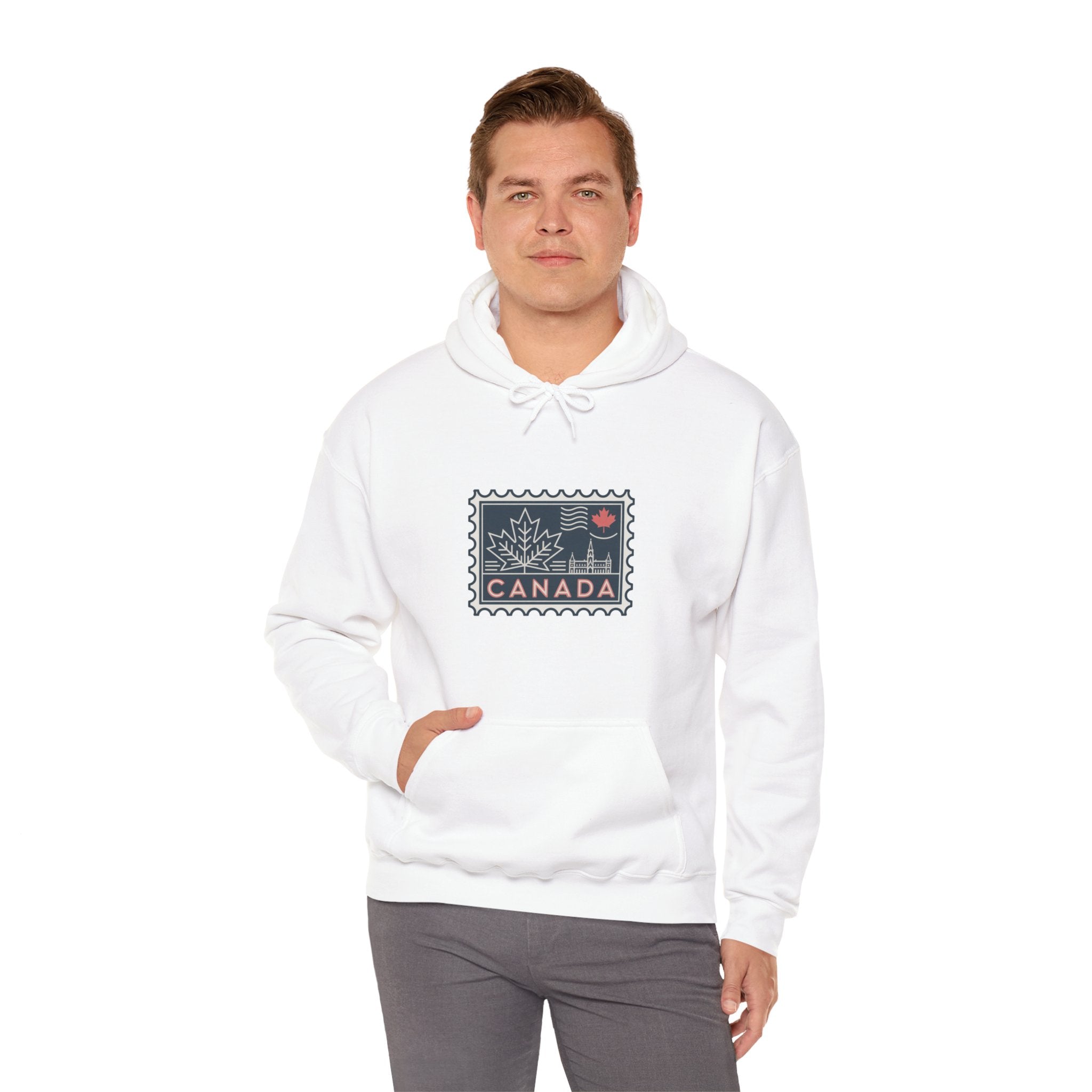 Canada Stamp Hoodie – Vintage Maple Leaf Canadian Travel Sweatshirt