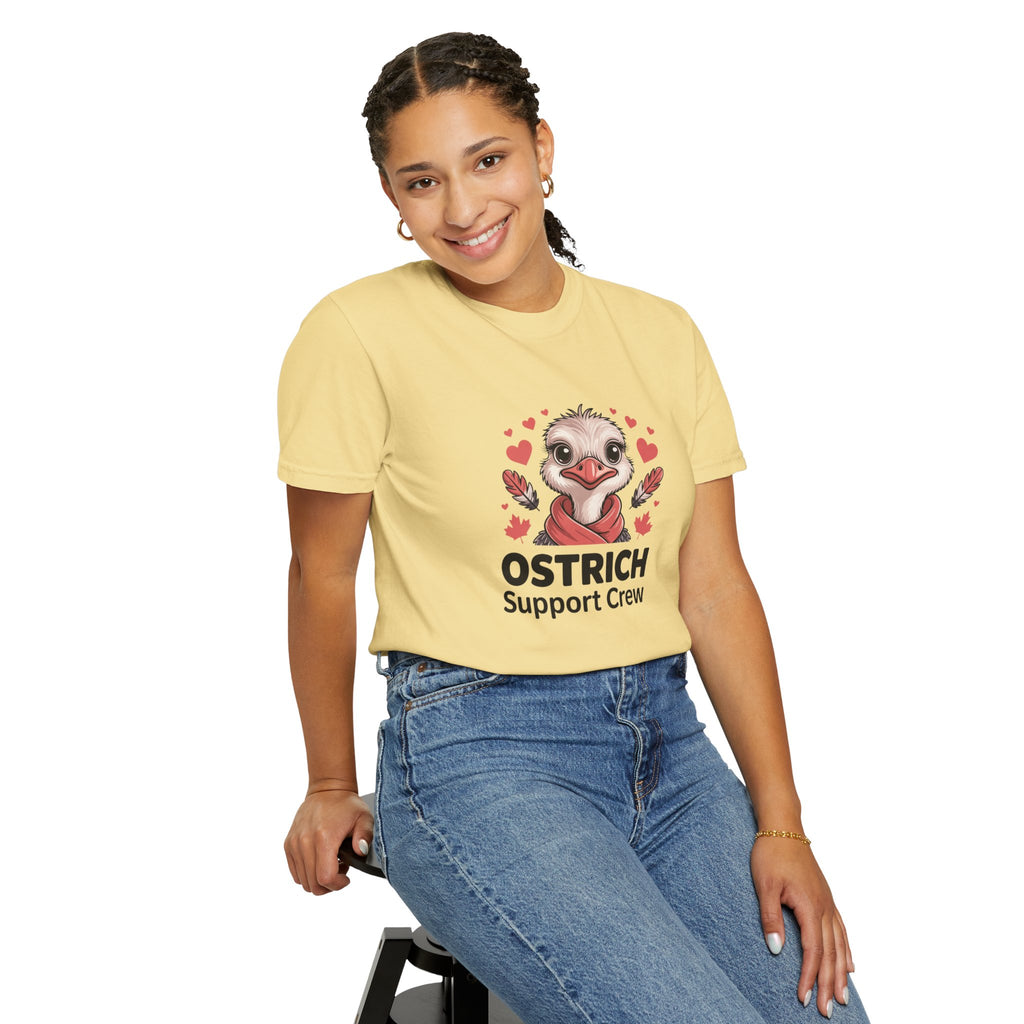 Ostrich Support Crew T-Shirt — Cute Ostrich Valentine Tee