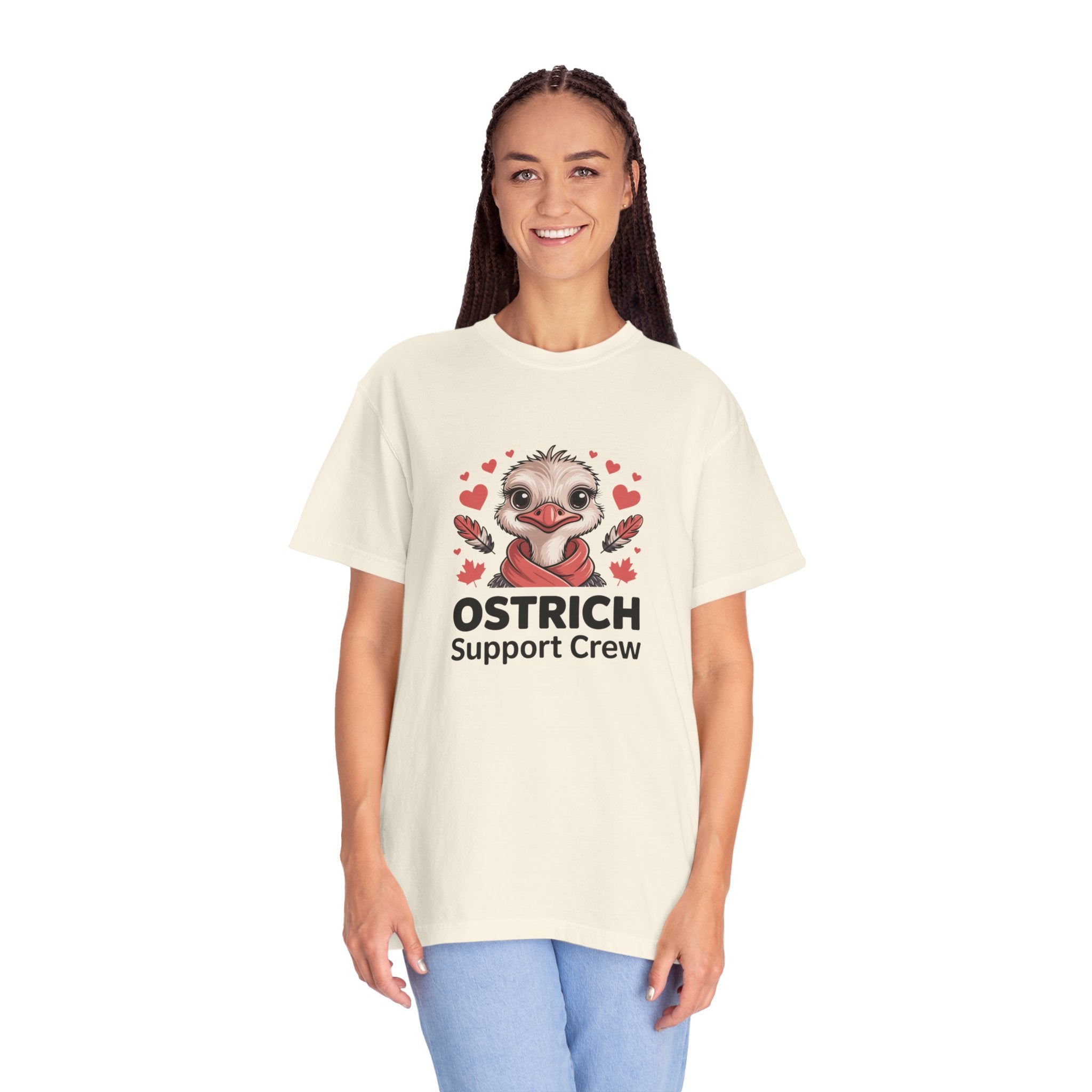 Ostrich Support Crew T-Shirt — Cute Ostrich Valentine Tee