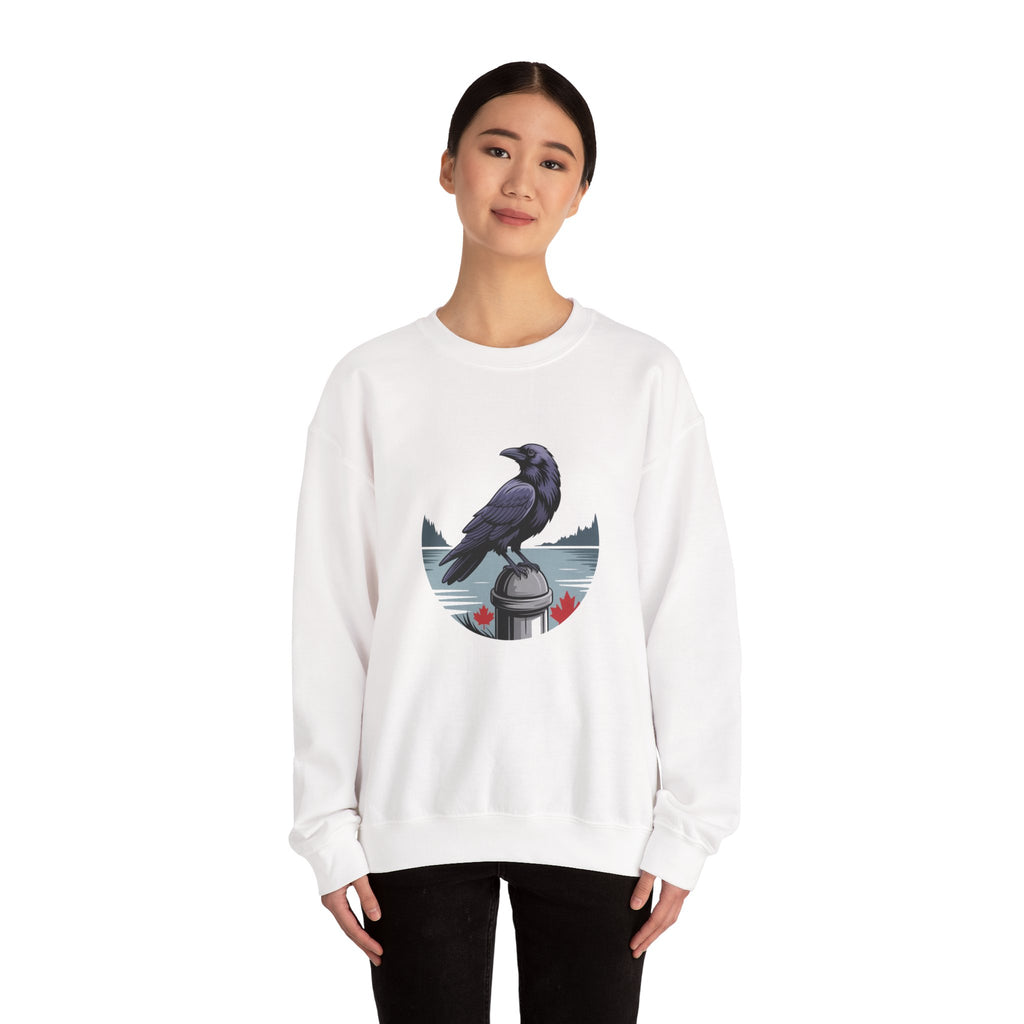 Raven by the Lake Crewneck Sweatshirt — Scenic Nature Graphic