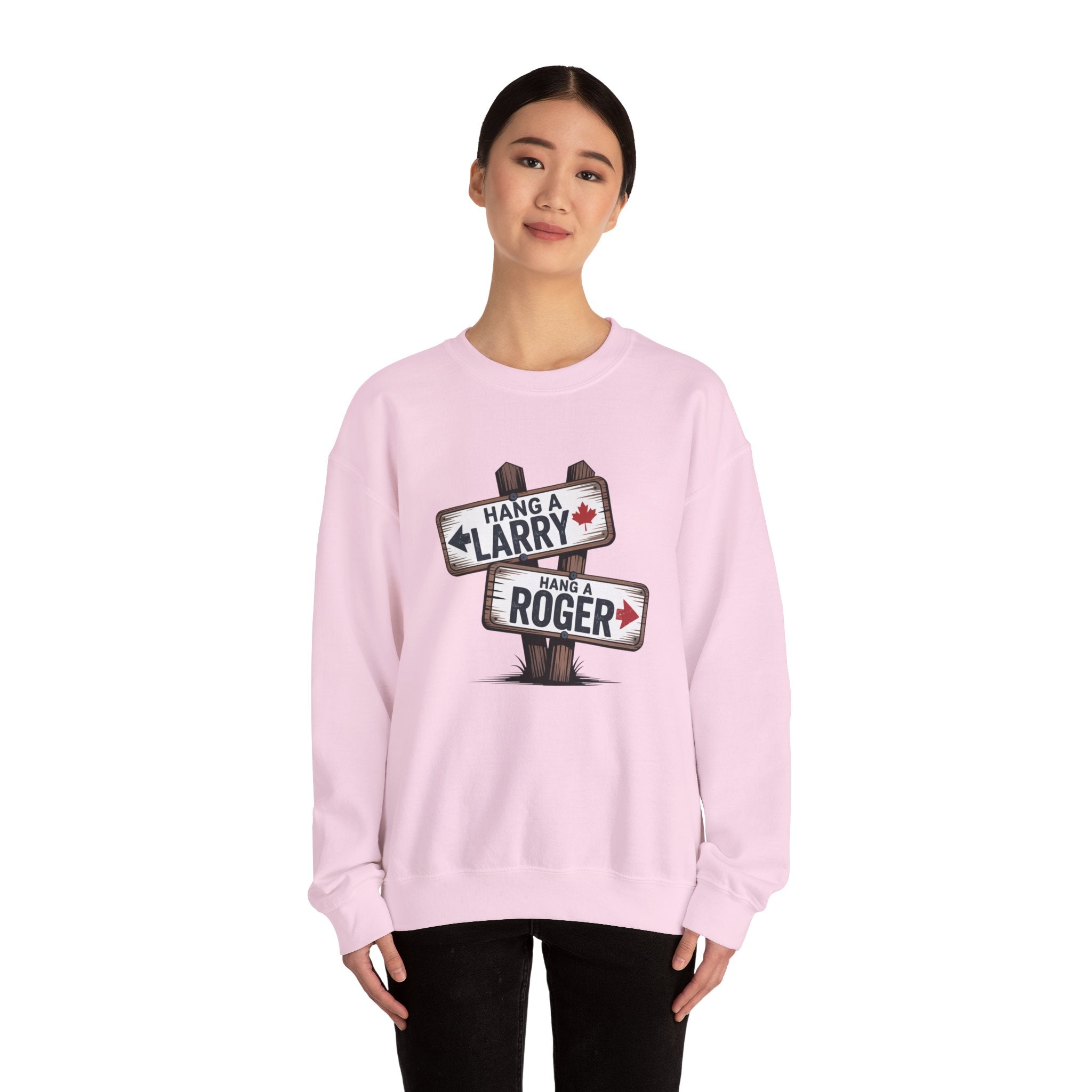 "Hang a Larry, Hang a Roger" Road Sign Graphic Sweatshirt