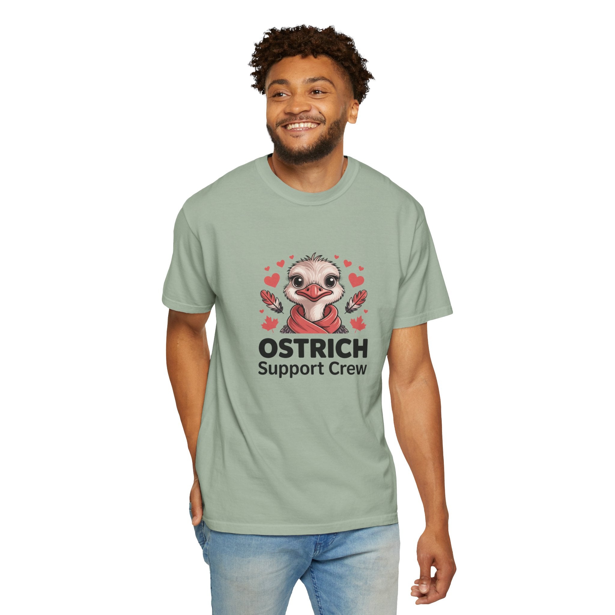 Ostrich Support Crew T-Shirt — Cute Ostrich Valentine Tee