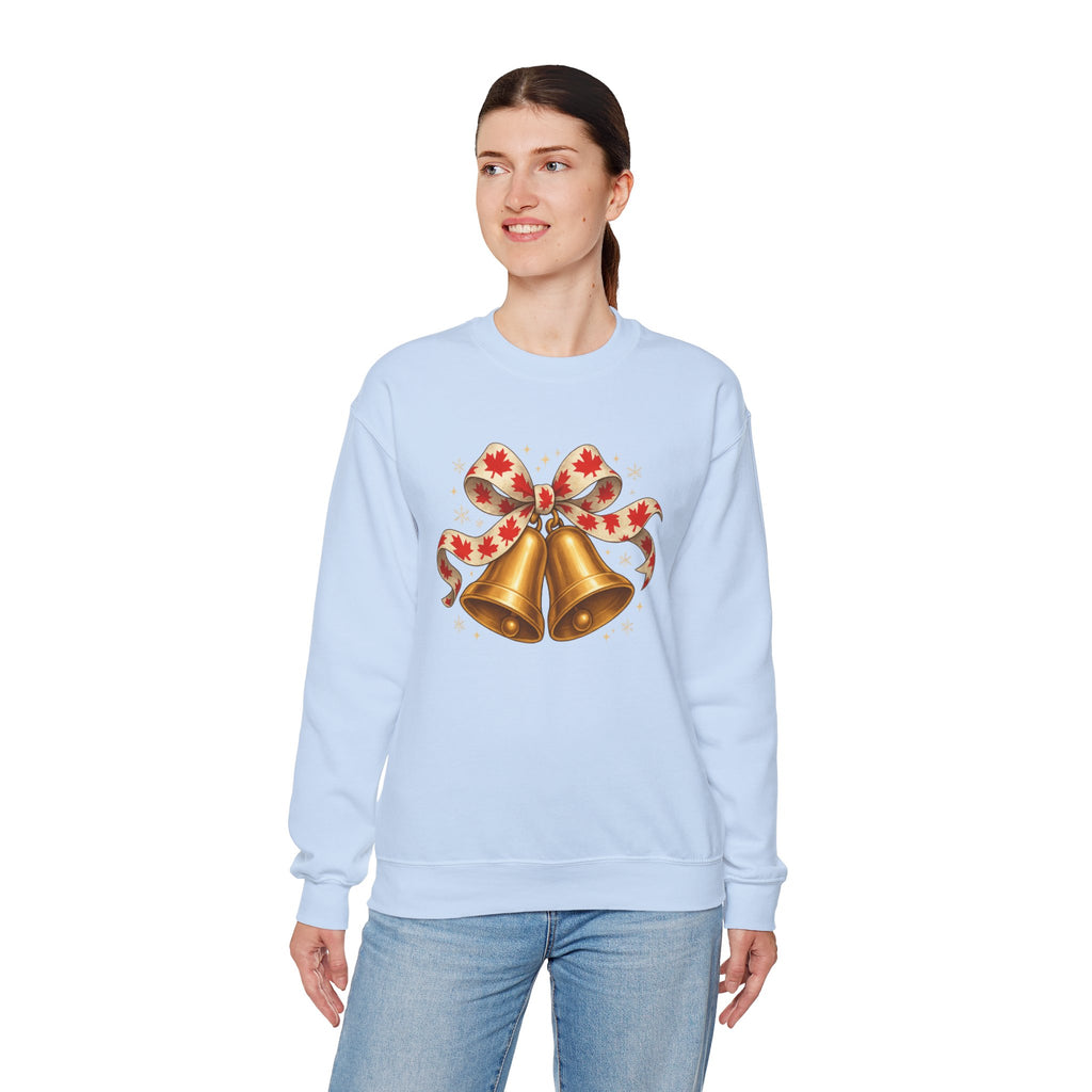 Christmas Bells Sweatshirt — Festive Maple Ribbon Holiday Crewneck
