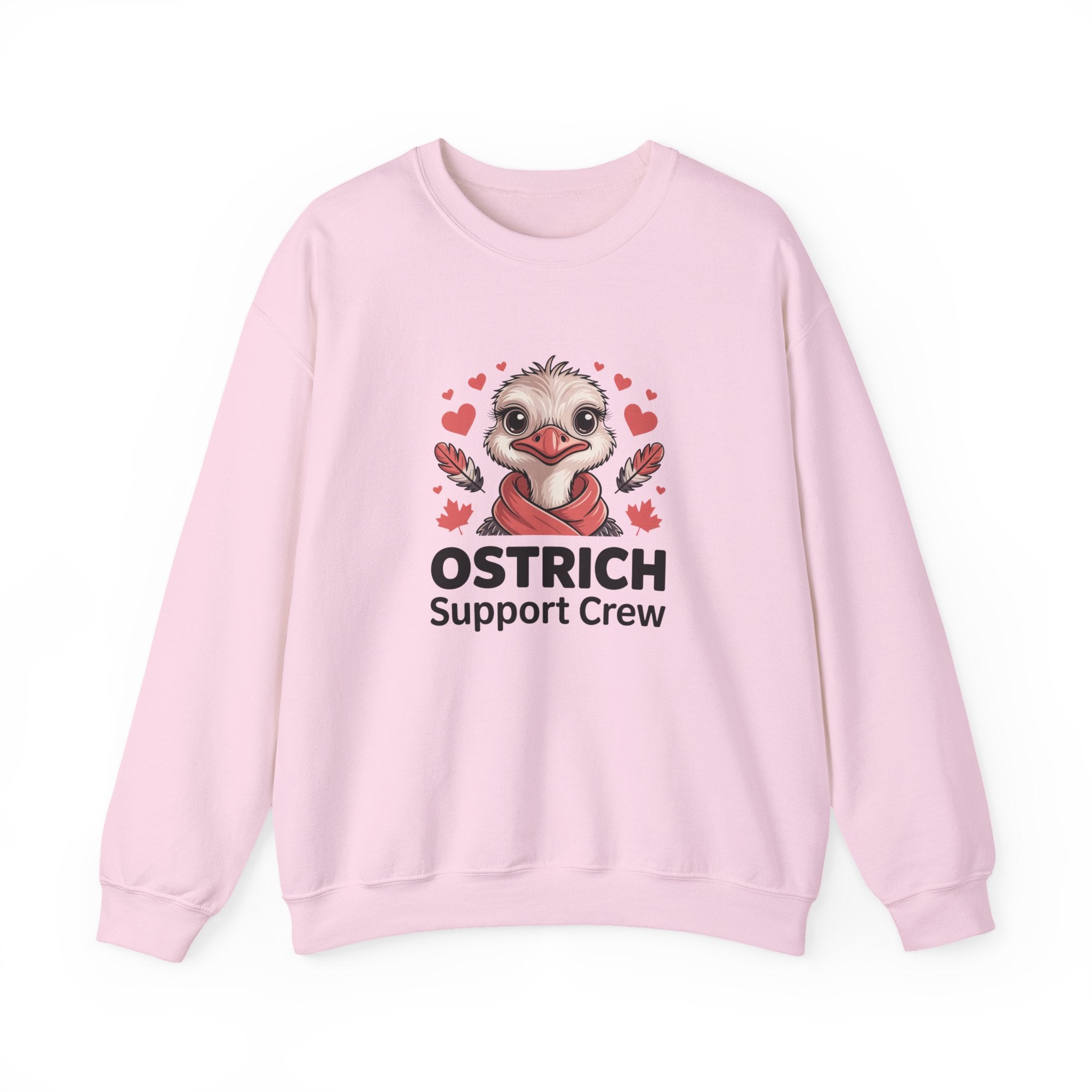 Ostrich Support Crew Sweatshirt — Cute Valentine’s Day Animal Graphic Crewneck