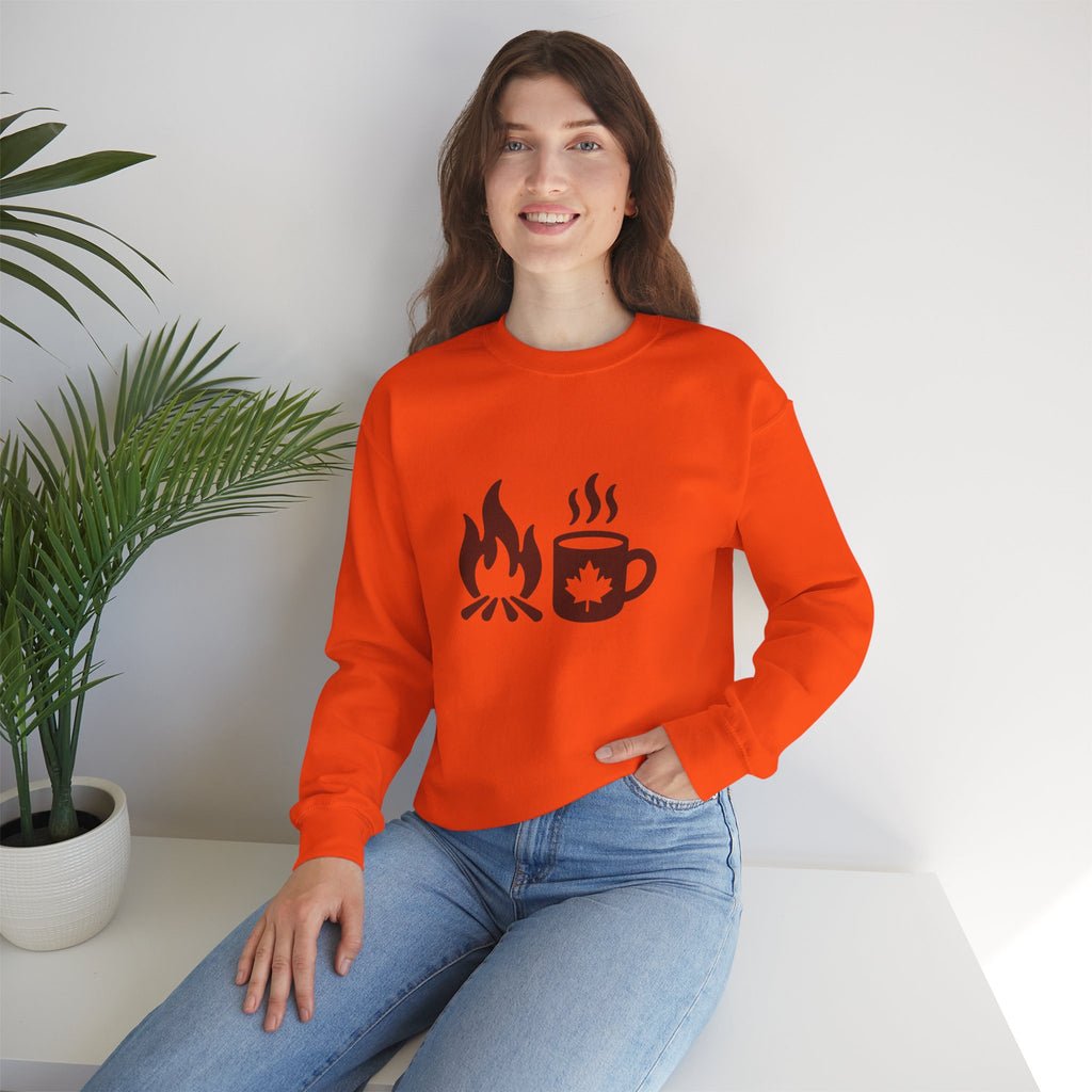 Campfire & Coffee Crewneck Sweatshirt — Cozy Camping Coffee Sweatshirt