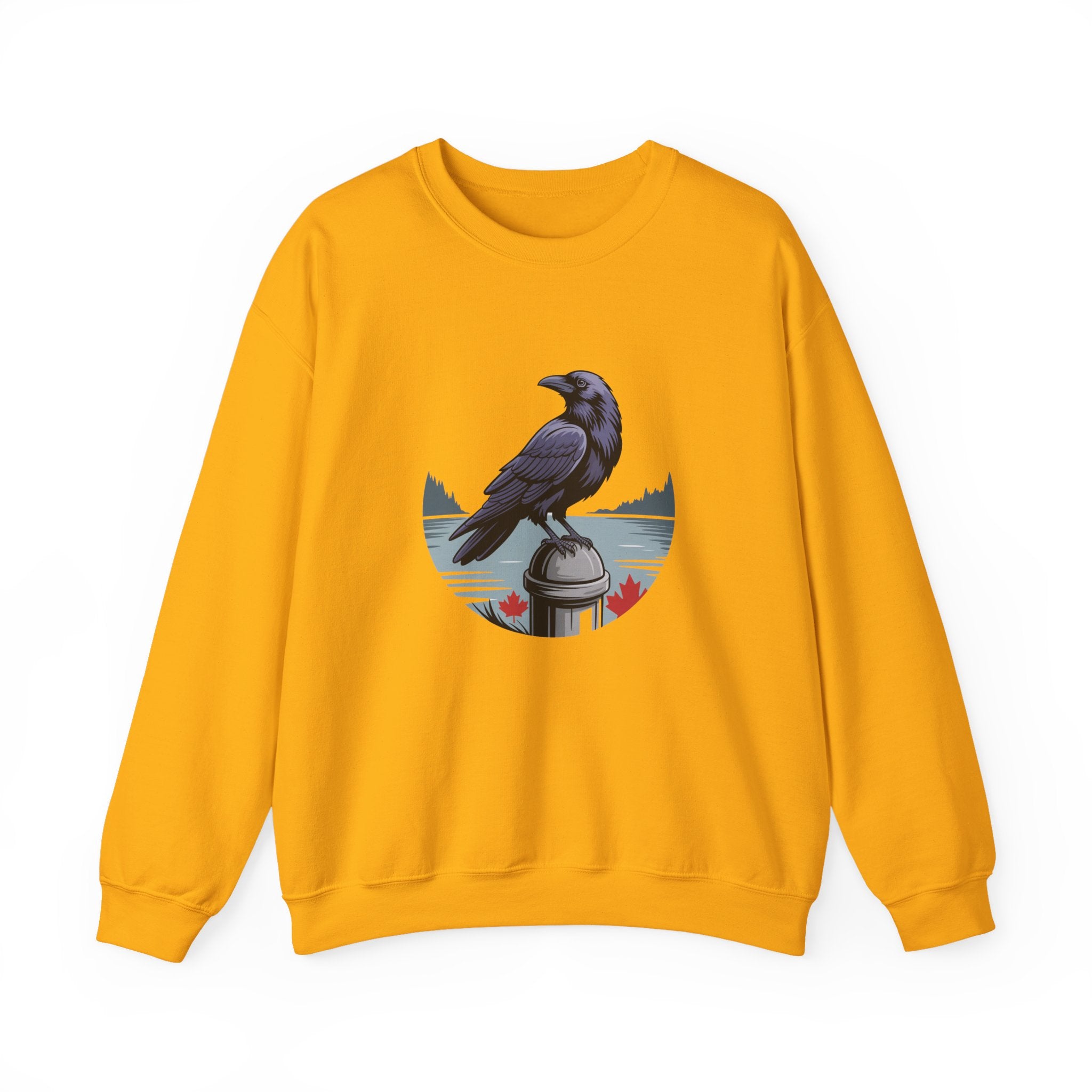 Raven by the Lake Crewneck Sweatshirt — Scenic Nature Graphic