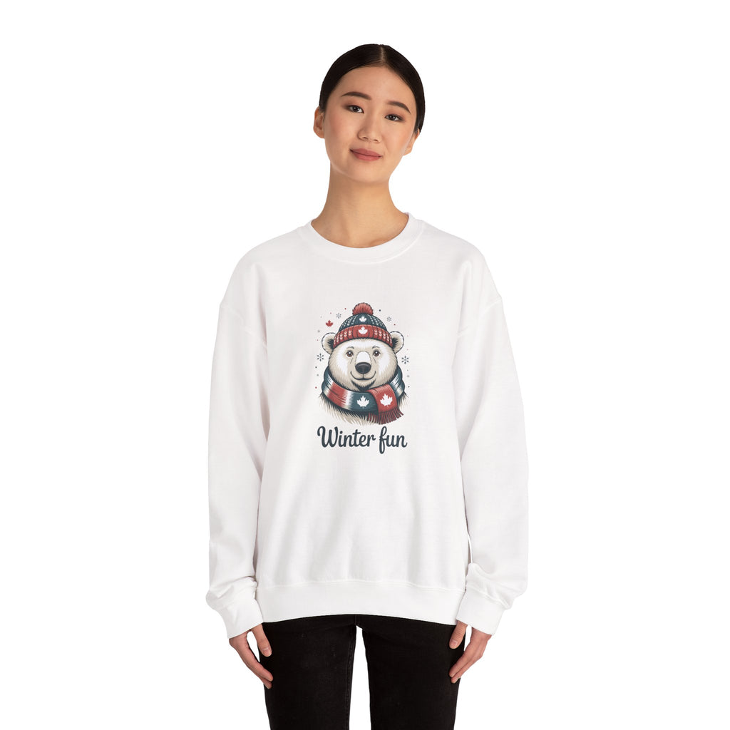 'Winter Fun' Polar Bear Crewneck: Cozy Holiday Snow Day Sweatshirt