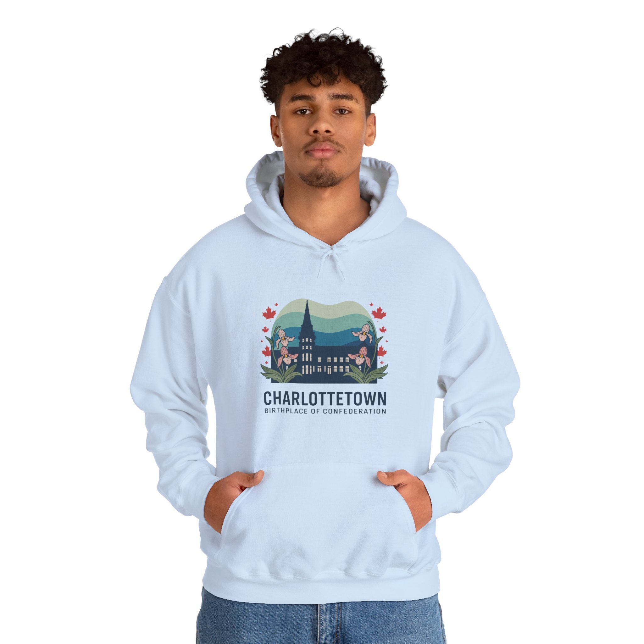 Charlottetown Scenic Hoodie — Vintage Island Skyline & Parliament Building Design