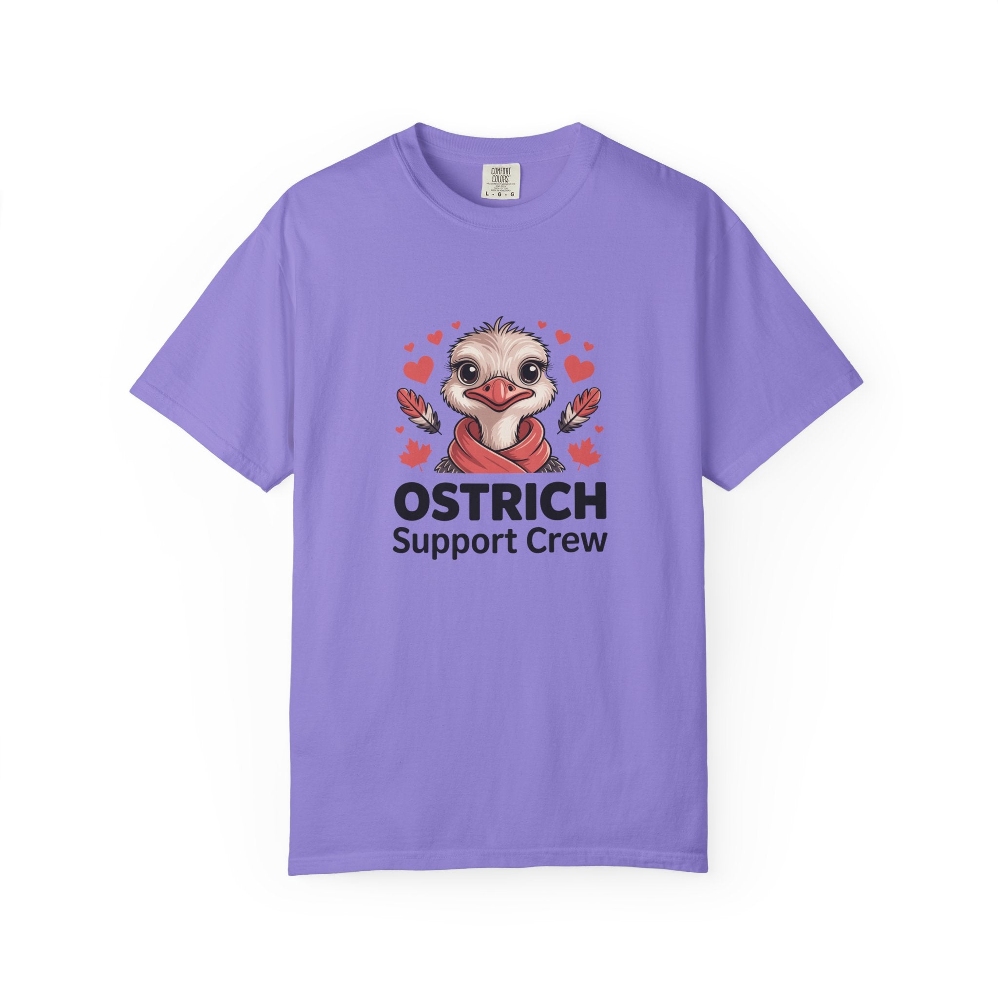 Ostrich Support Crew T-Shirt — Cute Ostrich Valentine Tee