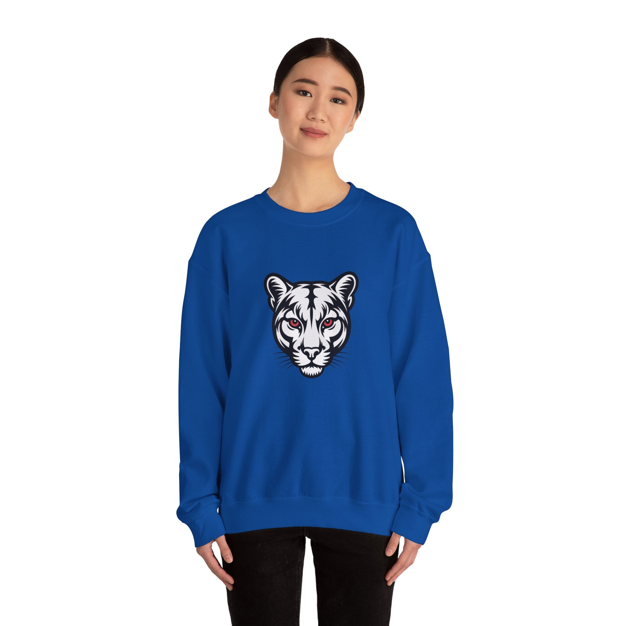 Cougar Face Crewneck Sweatshirt — Minimal Graphic