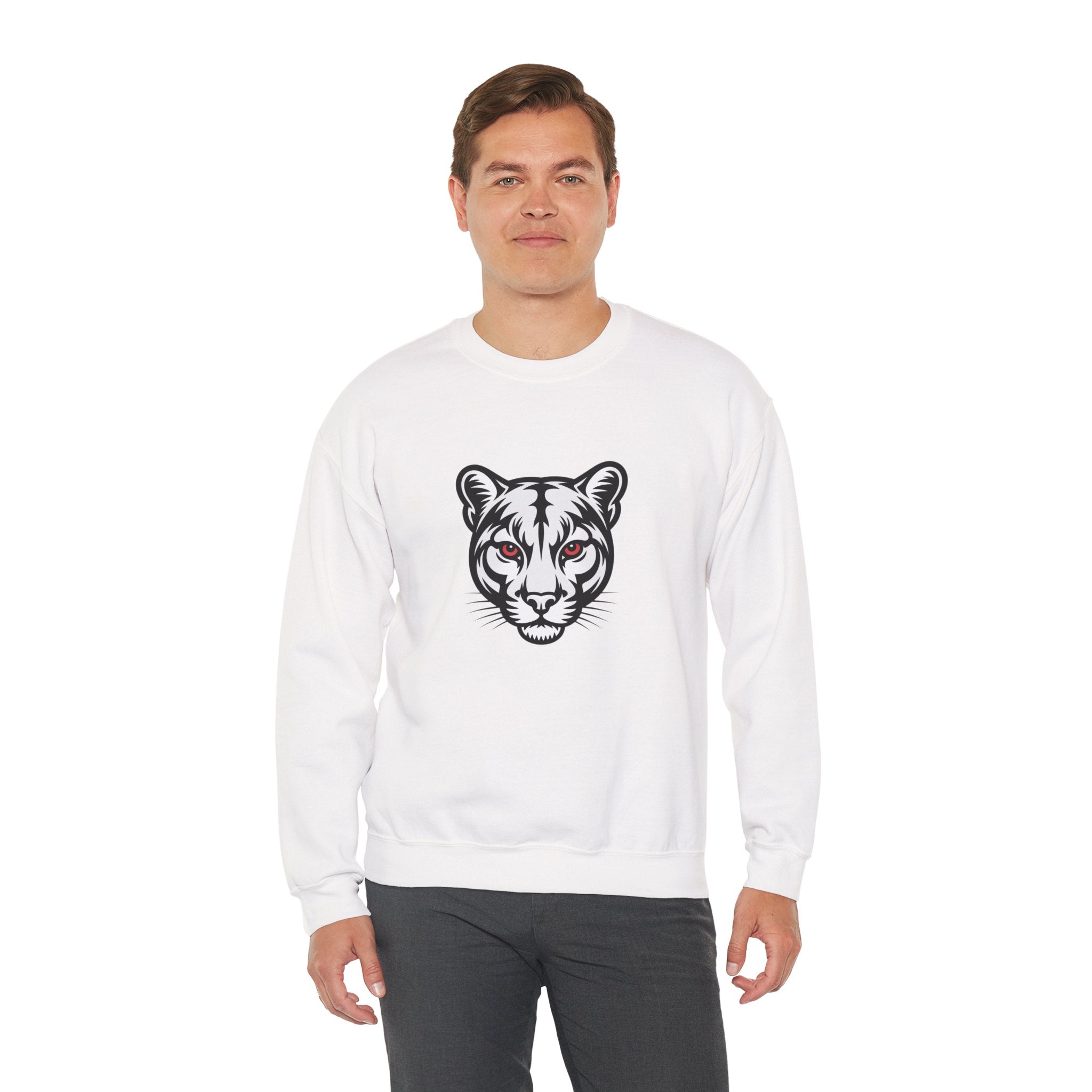Cougar Face Crewneck Sweatshirt — Minimal Graphic