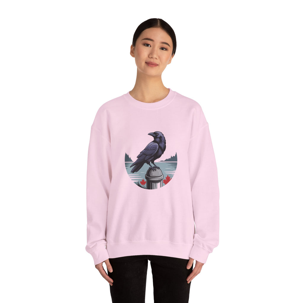 Raven by the Lake Crewneck Sweatshirt — Scenic Nature Graphic