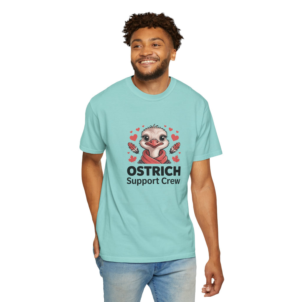 Ostrich Support Crew T-Shirt — Cute Ostrich Valentine Tee
