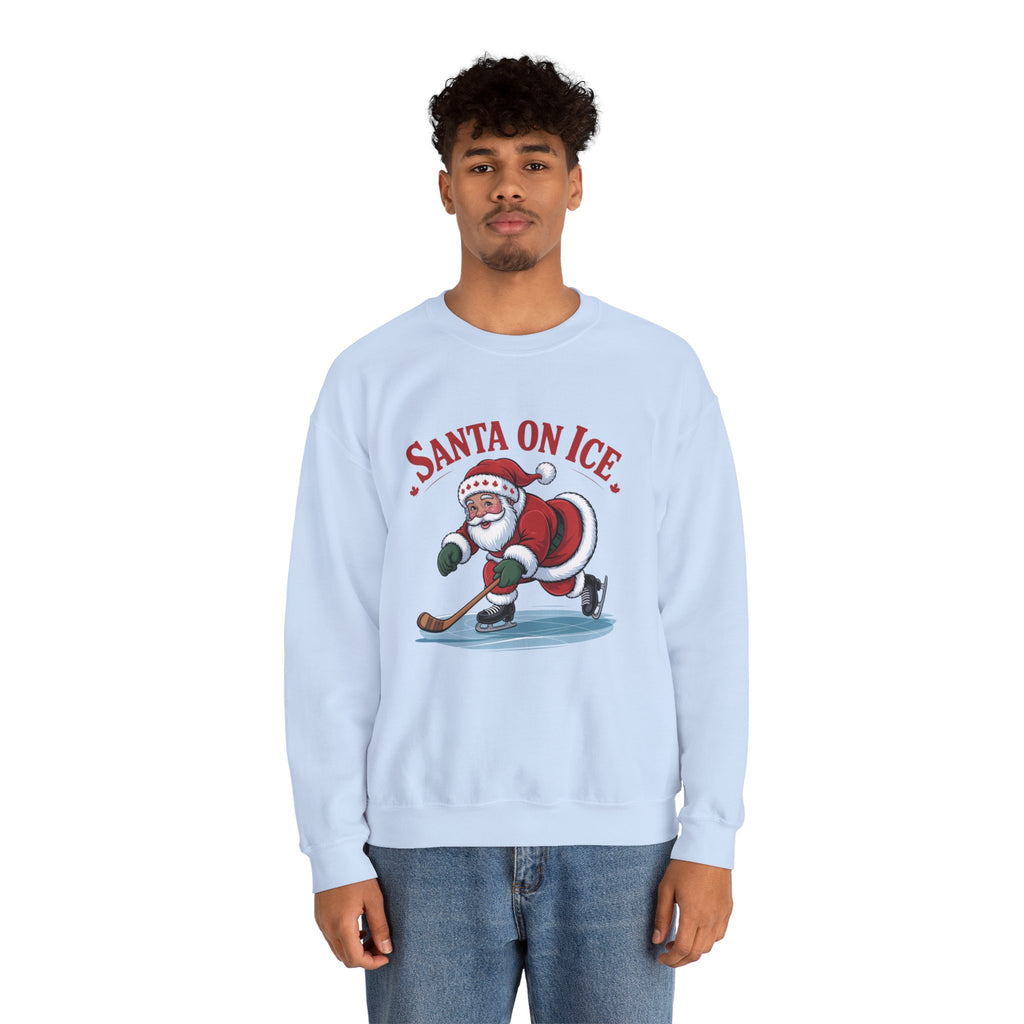 Santa on Ice Sweatshirt — Funny Hockey Santa Christmas Crewneck