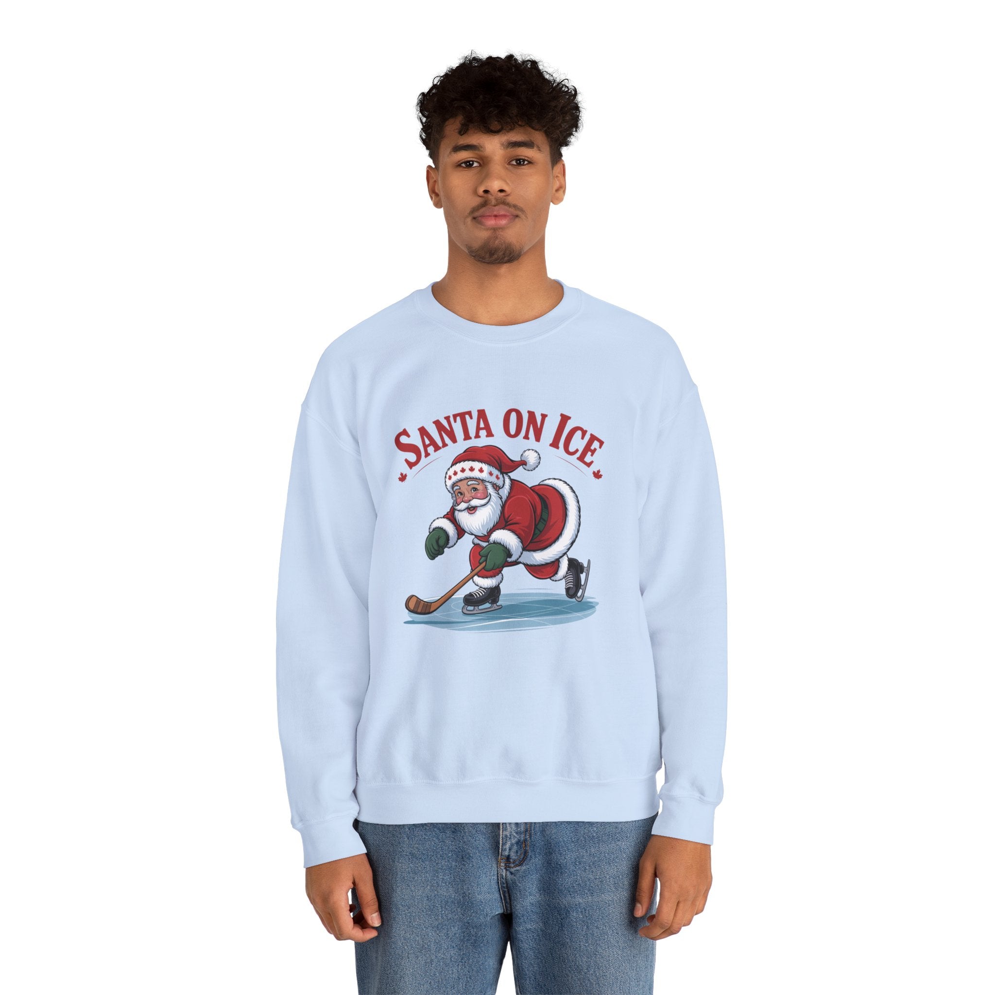 Santa on Ice Sweatshirt — Funny Hockey Santa Christmas Crewneck