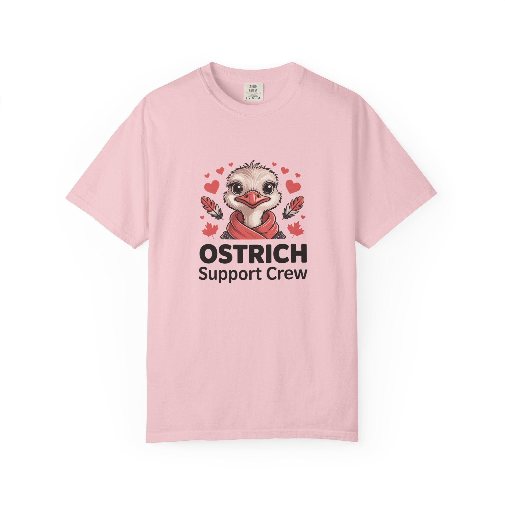 Ostrich Support Crew T-Shirt — Cute Ostrich Valentine Tee