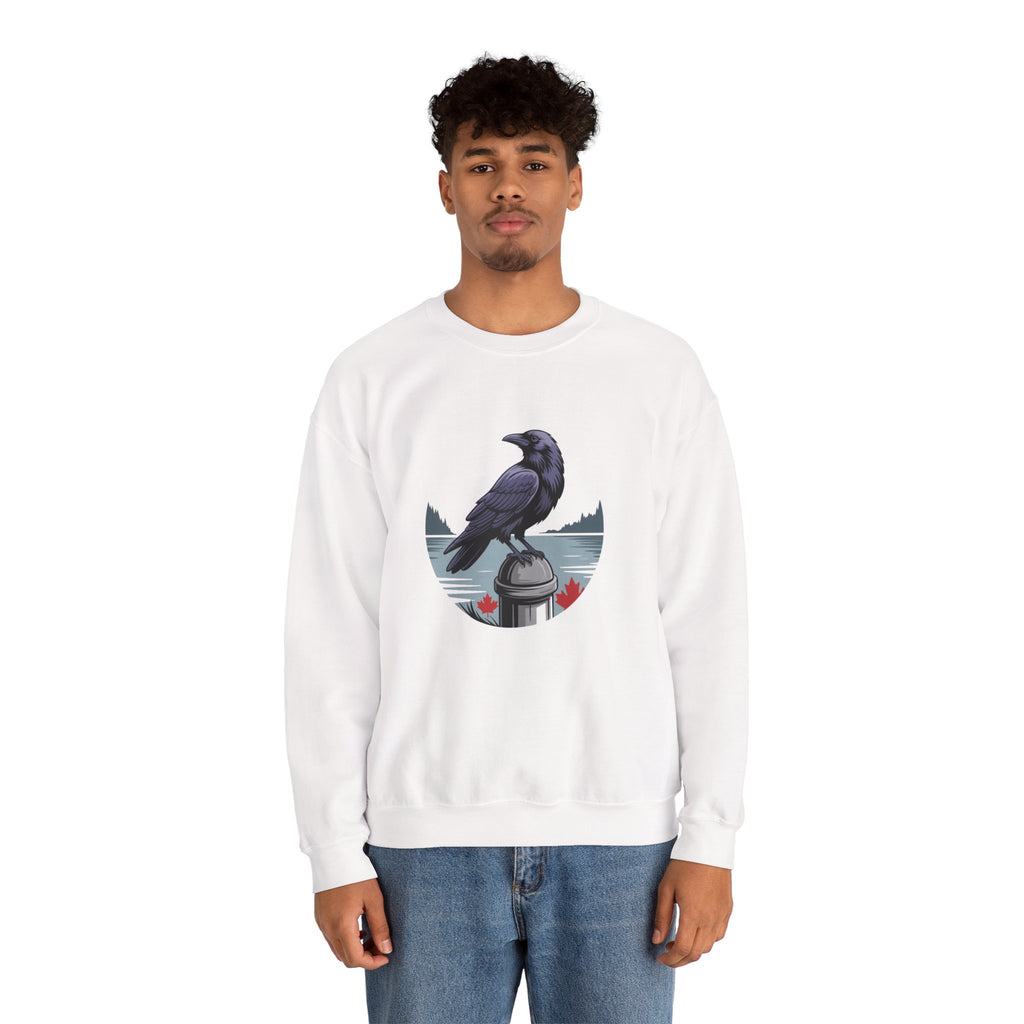 Raven by the Lake Crewneck Sweatshirt — Scenic Nature Graphic