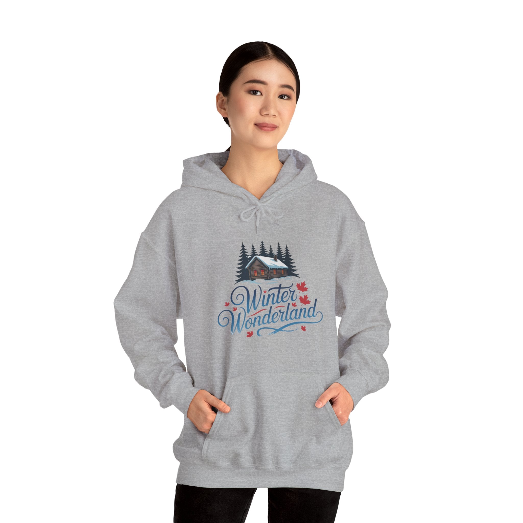Winter Wonderland Hoodie — Cozy Cabin Snow Scene Hooded Sweatshirt