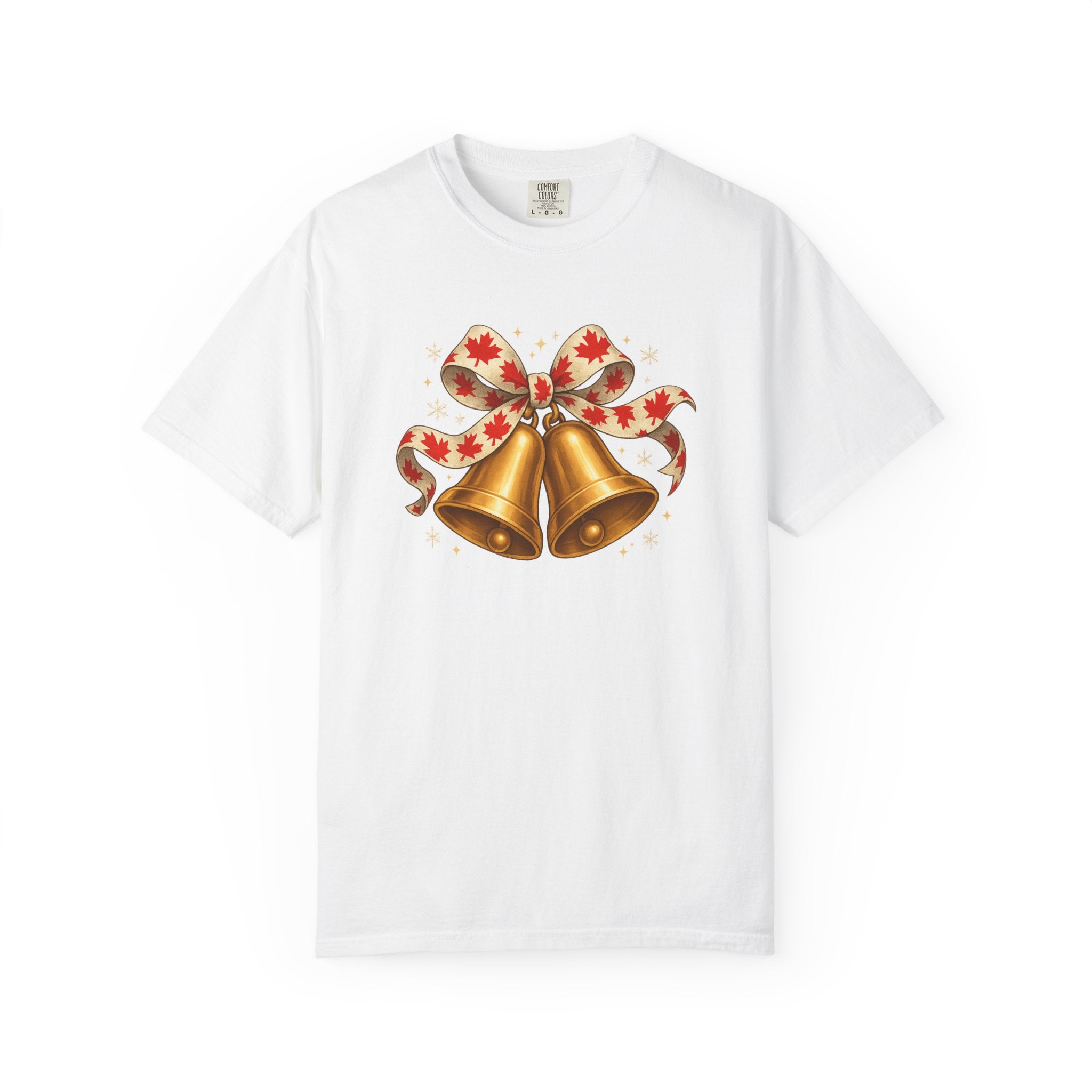 Cozy Christmas Bells T-Shirt | Festive Maple Pride Tee with Vintage Garment-Dyed Comfort