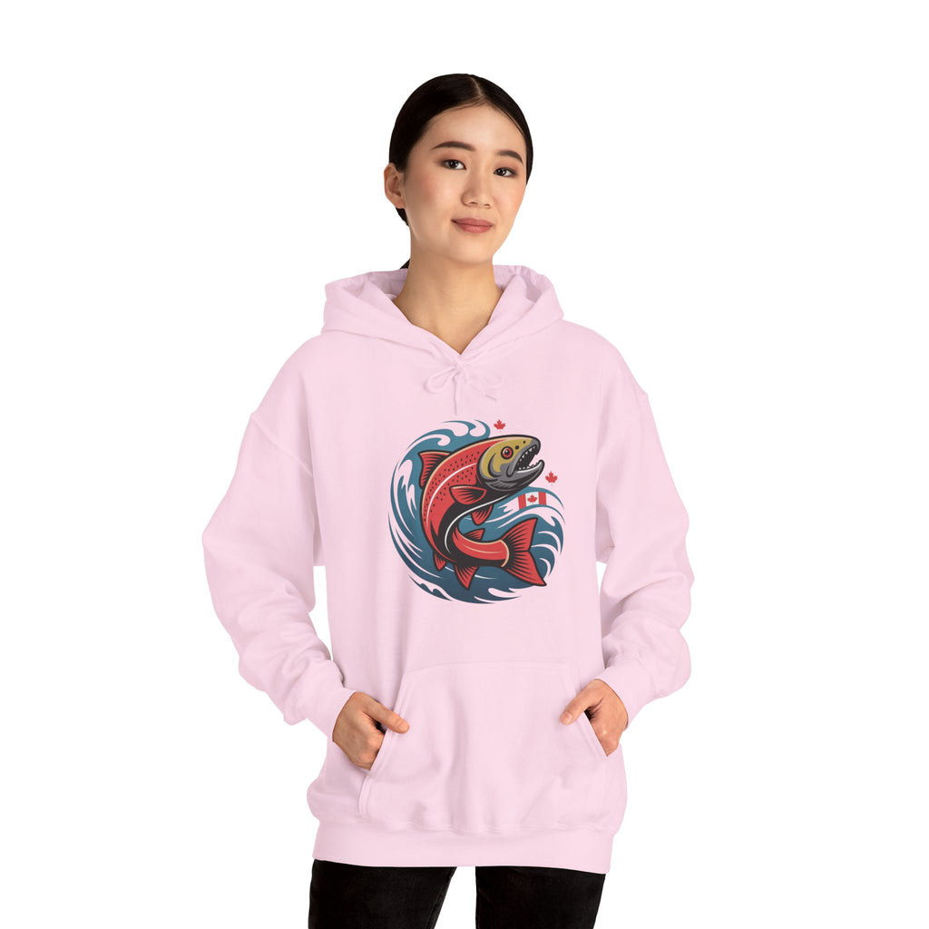 Salmon Wave Hoodie — Retro Fishing Graphic Pullover