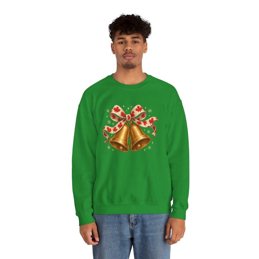 Christmas Bells Sweatshirt — Festive Maple Ribbon Holiday Crewneck