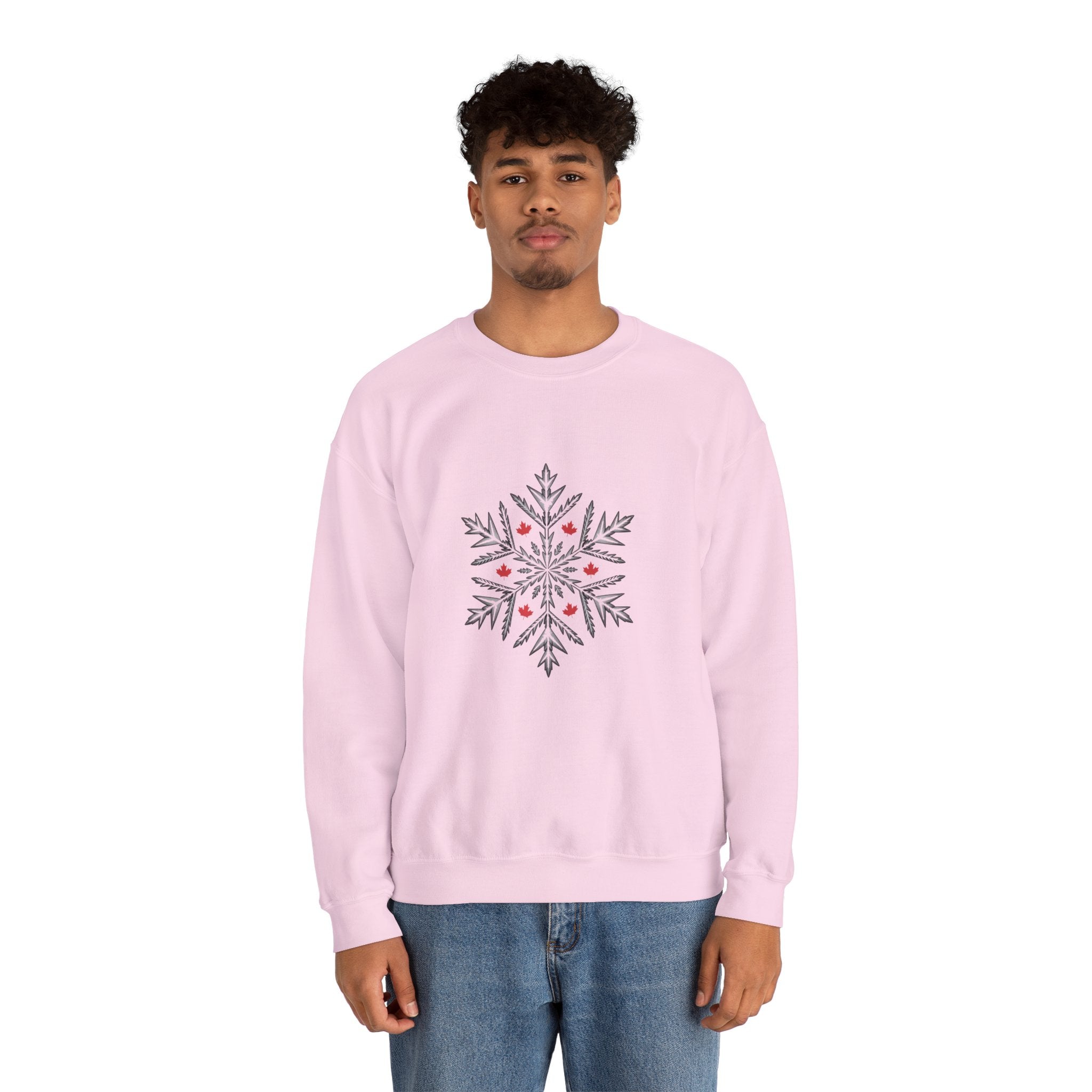 Minimal Snowflake Design with Red Berry Accents - Sweatshirt